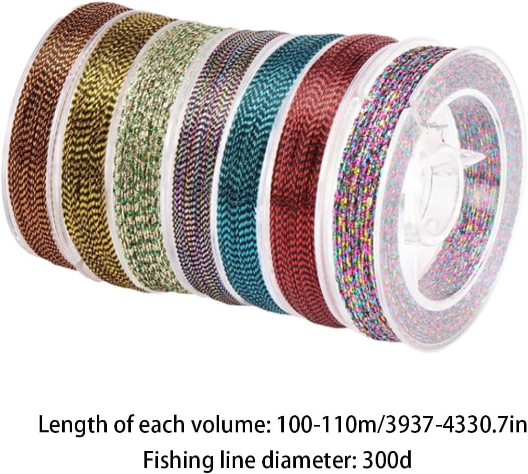 AIMALL 7 PCS Fishing Rod Guide Ring Binding Line - 100M-110M, 300D Diameter, Metal Wire, DIY Rod Modification - Speckled Colour image number 3