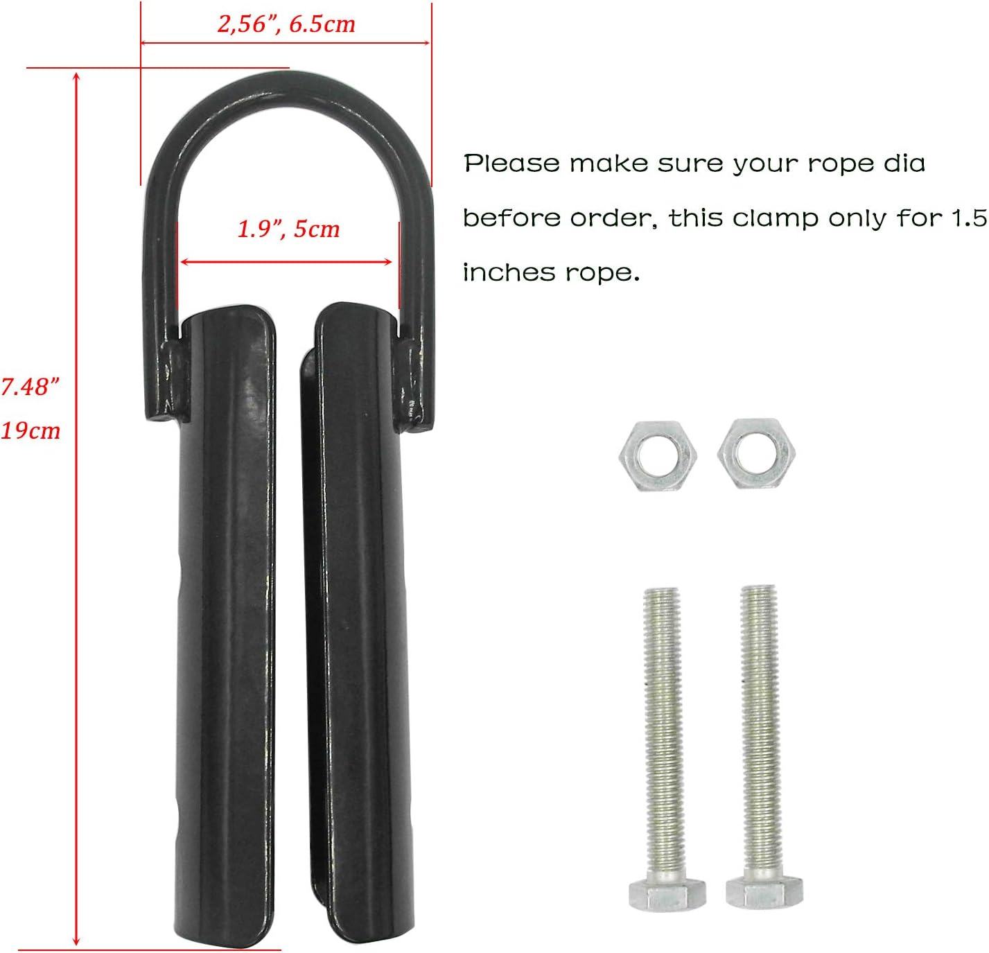 Climbing Rope Clamp, 1.5&rdquo; Rope Attachment Hook Accessories, Rope Clasp for Rope Climb, Climbing Training Garage Home Gym Workout Fitness Strength Training