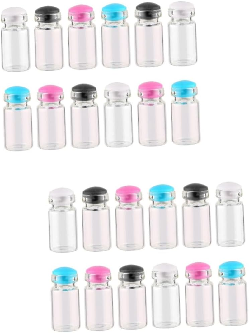 Ciieeo 150Pcs Mini Glass Jars Silicone Plug Small for DIY Wish Bottles for Message Weddings and Party Favors Random Color