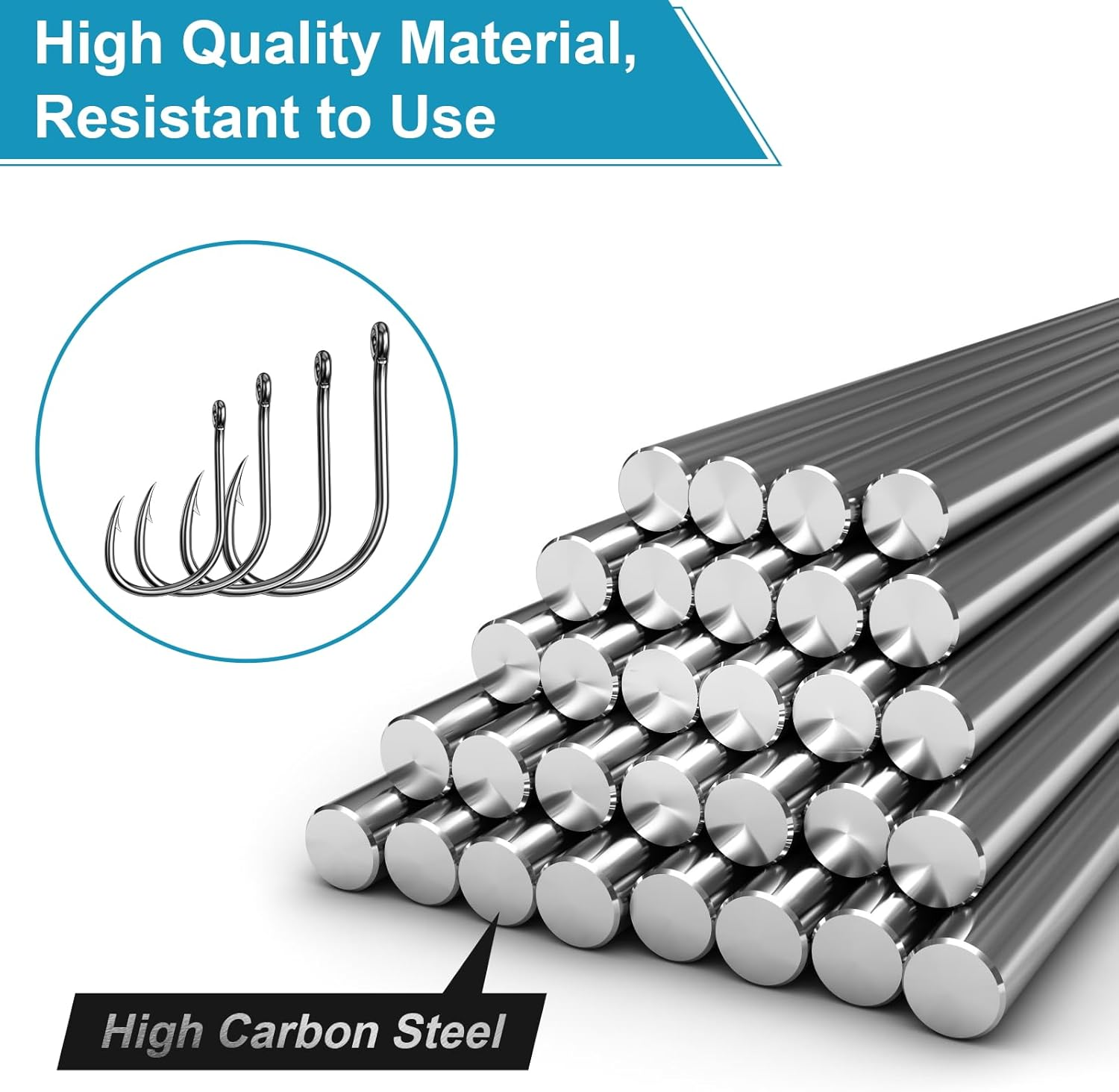 500PCS Premium Fishhooks, 10 Sizes Reemoo Carbon Steel Fishing Hooks W/ Portable Plastic Box, Strong Sharp Fish Hook with Barbs for Freshwater/Seawater image number 5