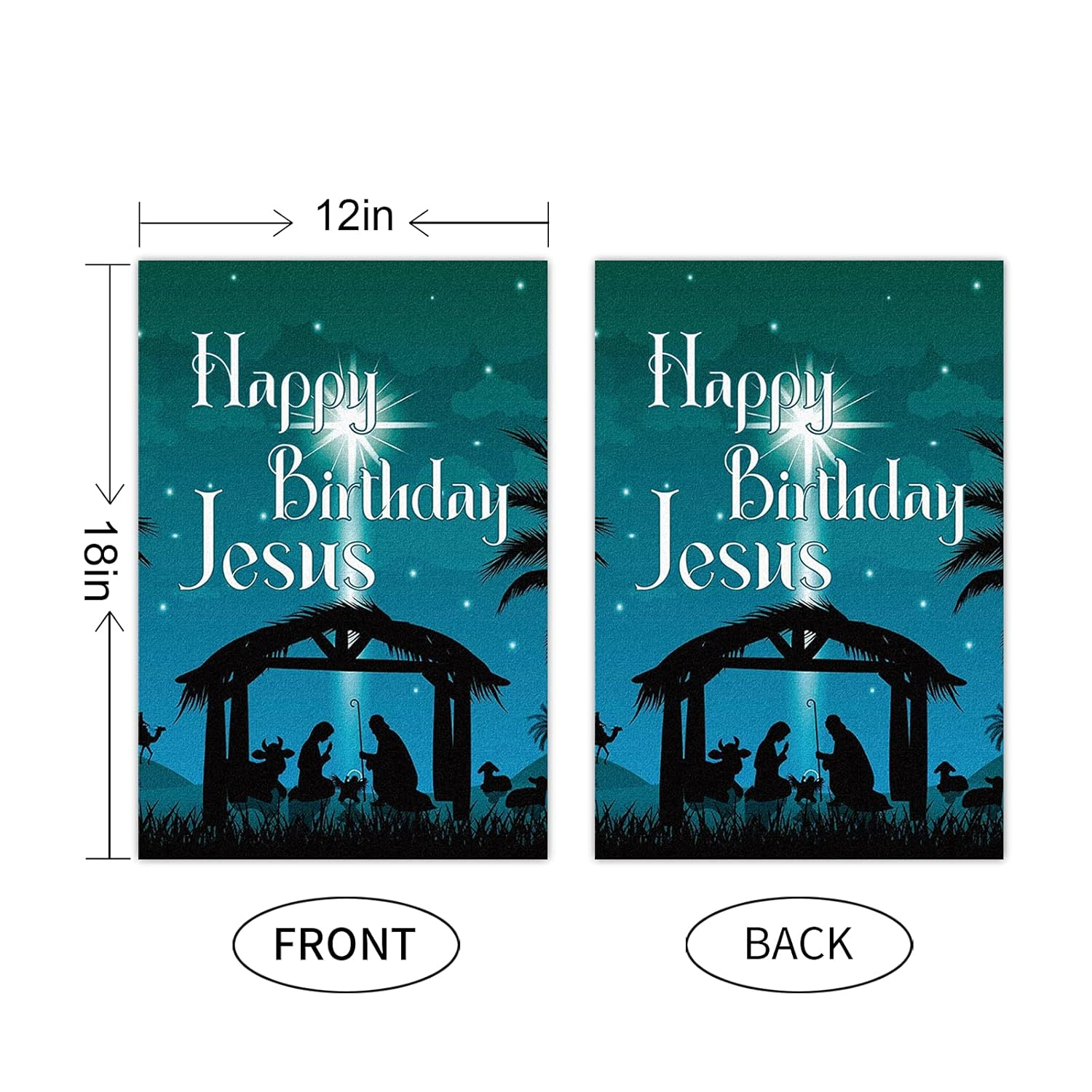 Happy Birthday Jesus Garden Flag,Christmas Holiday Porch Decor Yard Flag,Jesus in the Manger Garden Flag,12X18Inch Double Sided 12X18Inch image number 1