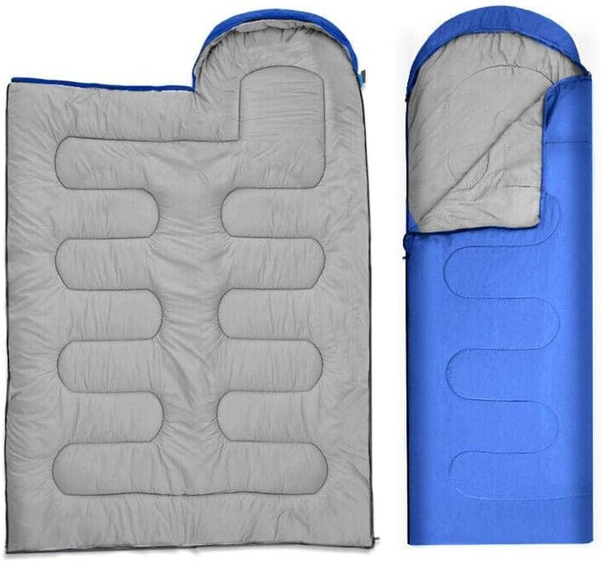 AIMALL 82.7X29.5 Inches Single Outdoor Sleeping Bag for Camping and Hiking, Winter Thermal with Drawstring Hood, Water-Repellent and Lightweight, Blue image number 3