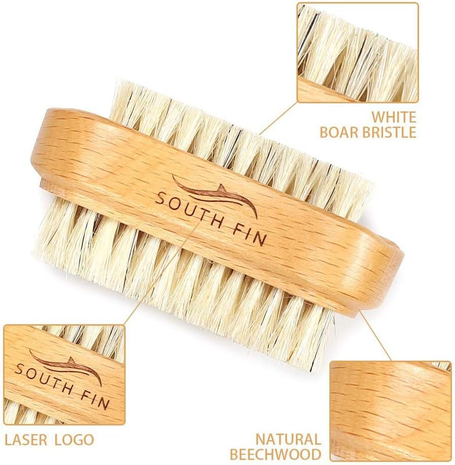 SOUTH FIN Natural Bristle Nail Brush with Beechwood Handle for Manicure and Pedicure Clean and Remove Calluses image number 4