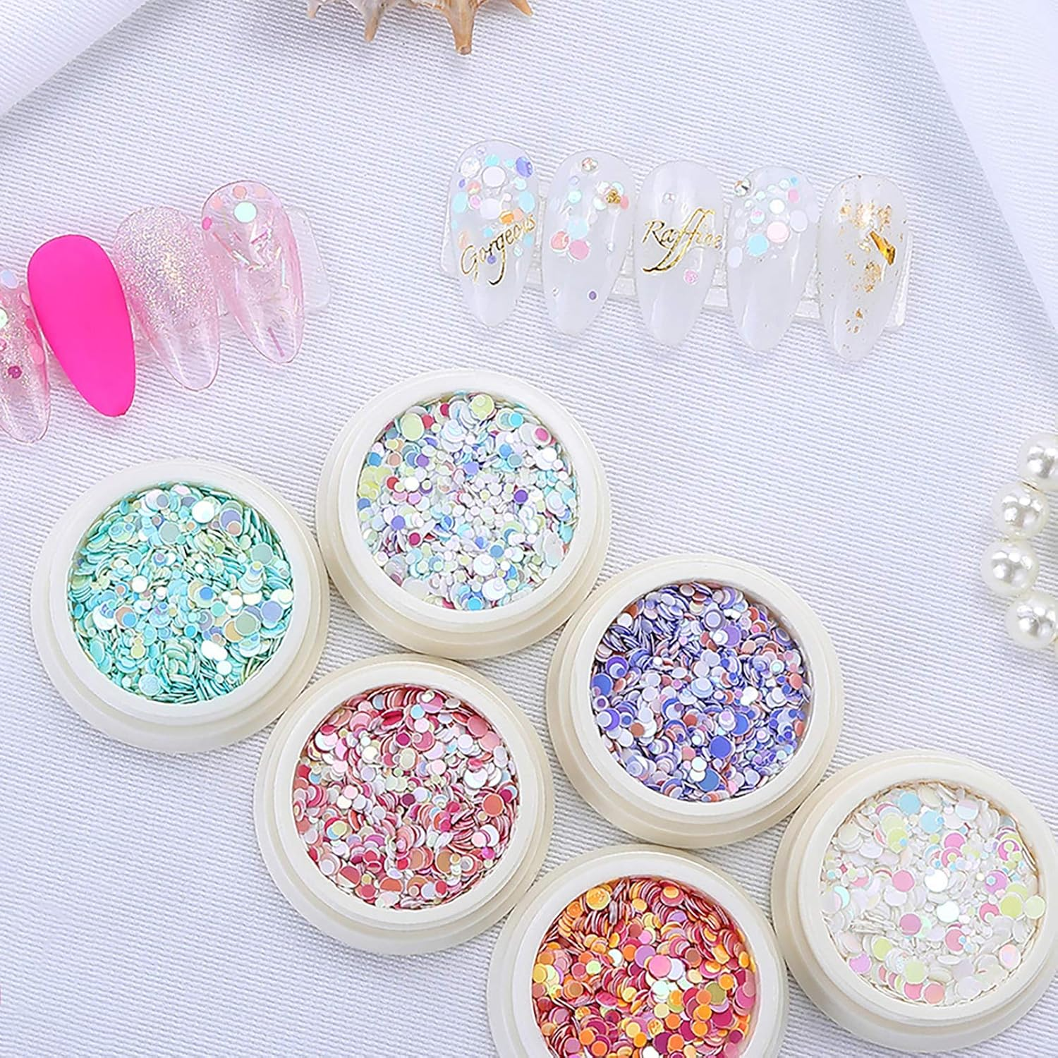 3 Boxes for Women Girls Kids Craft Art Colorful Candy Nail Sequins Color Nail Art image number 2