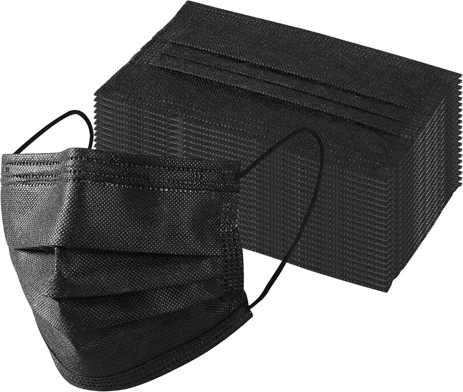 Decor and Home Disposable Face Masks, 50 Pack, Black, 3-Ply, Single Daily Use, Face Mask for Women & Men, Black image number 1