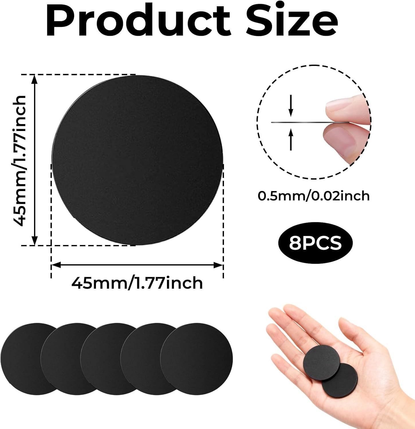 Phone Magnet Sticker, Phone Magnet - [8 Pack] Magnetic Car Mount Holder Metal Plates, 45Mm round Black Universal Replacement Mount Metal Plate Kit with Adhesive for Magnetic Car