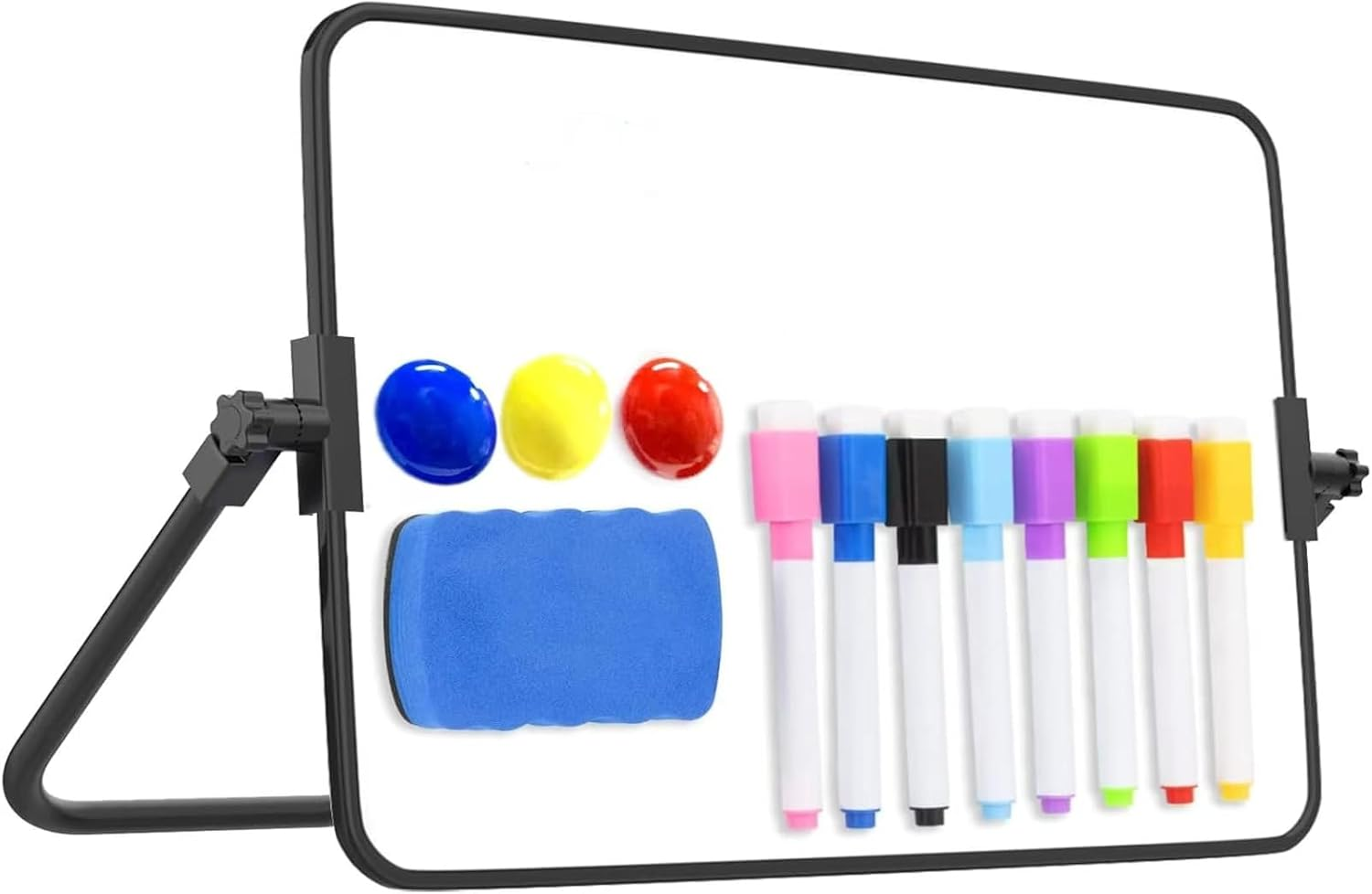 Dry Erase Whiteboard A3, Small Double Sided Magnetic Whiteboard, 42X30Cm Dry Erase Mini Whiteboard with Black Border, 8 Water Based Pens and 1 Board Eraser for Schools, Homes, Offices, Classrooms, image number 2