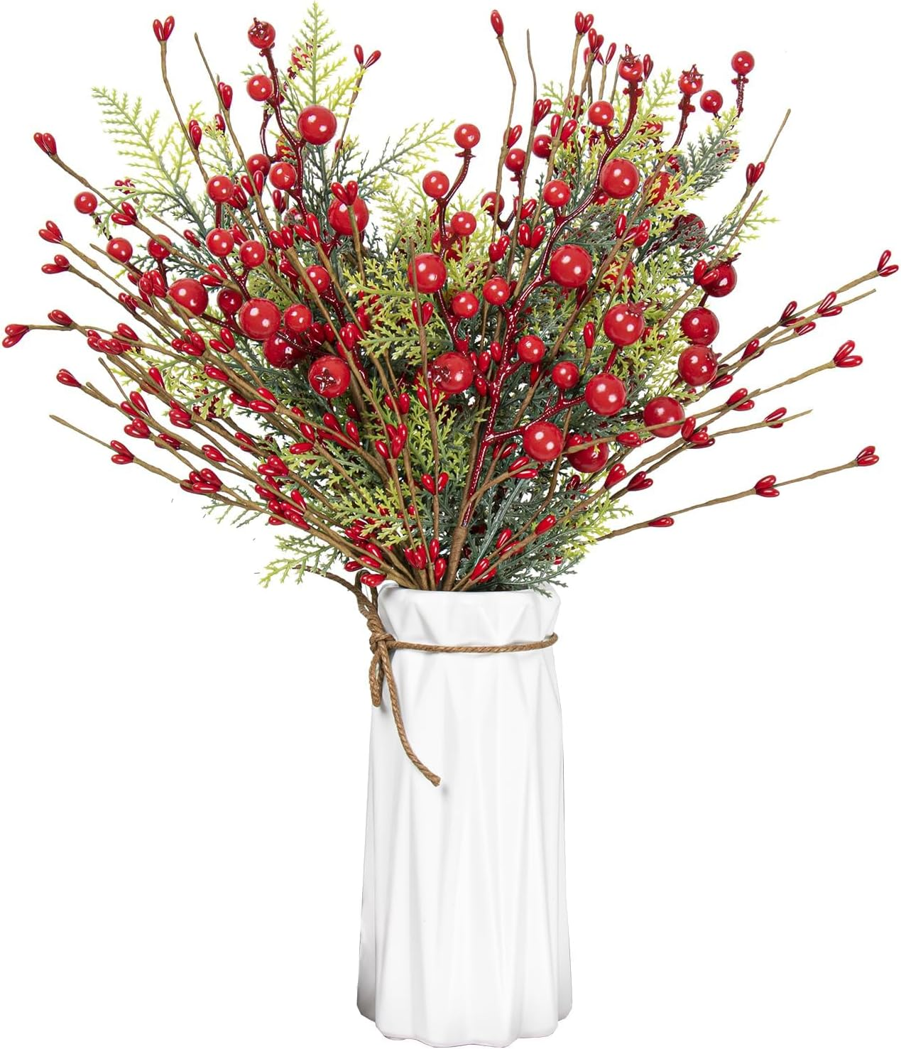 32 Pack Christmas Berries for Crafts Artificial Red Berry Stems Red Berry Picks Holly Berries for Christmas Tree Wreath DIY Holiday Decorations (6.5Inch)