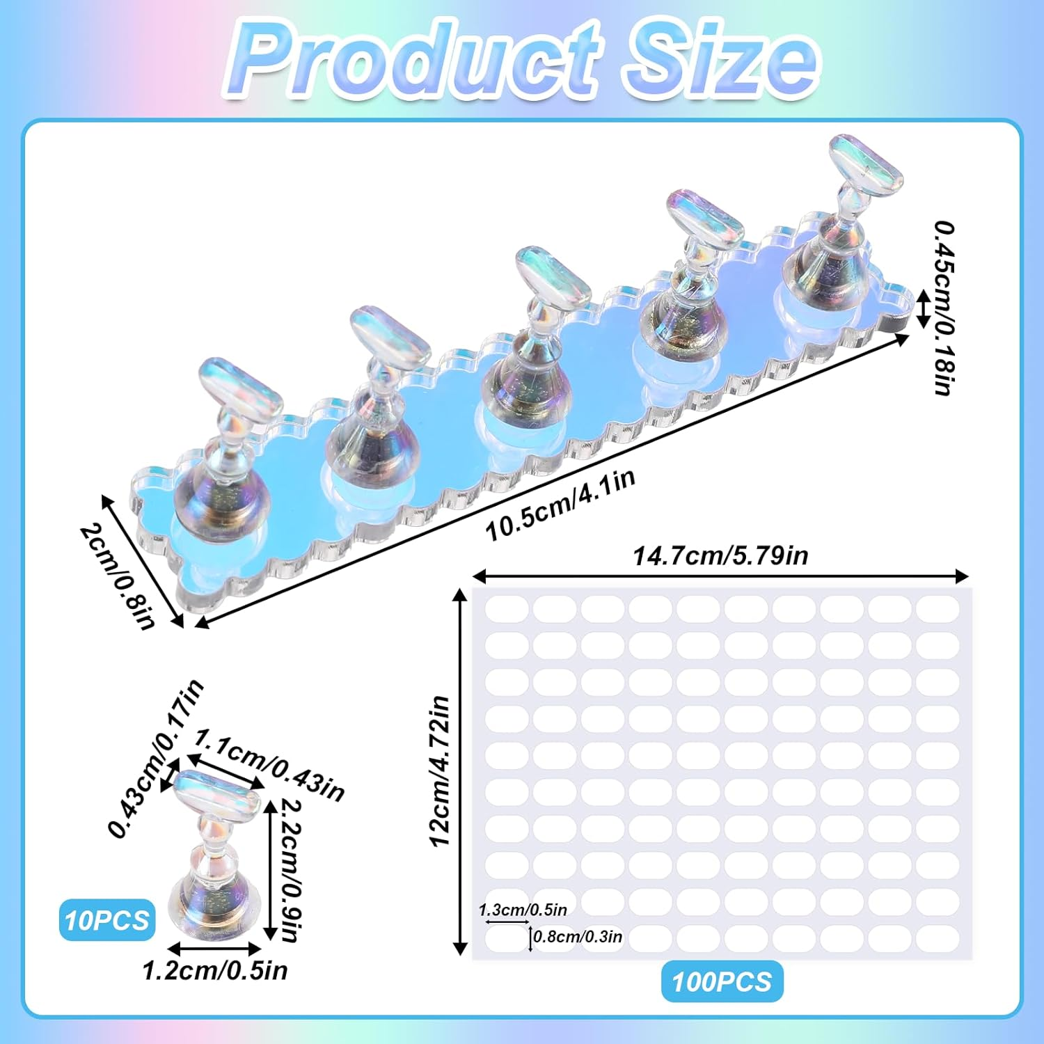 2 Set Nail Holder for Painting Nails, Press on Nail Stand with Double-Sided Nail Glue, Magnetic Fake Nail Holder for Home Diy Beginner Salon Supplies