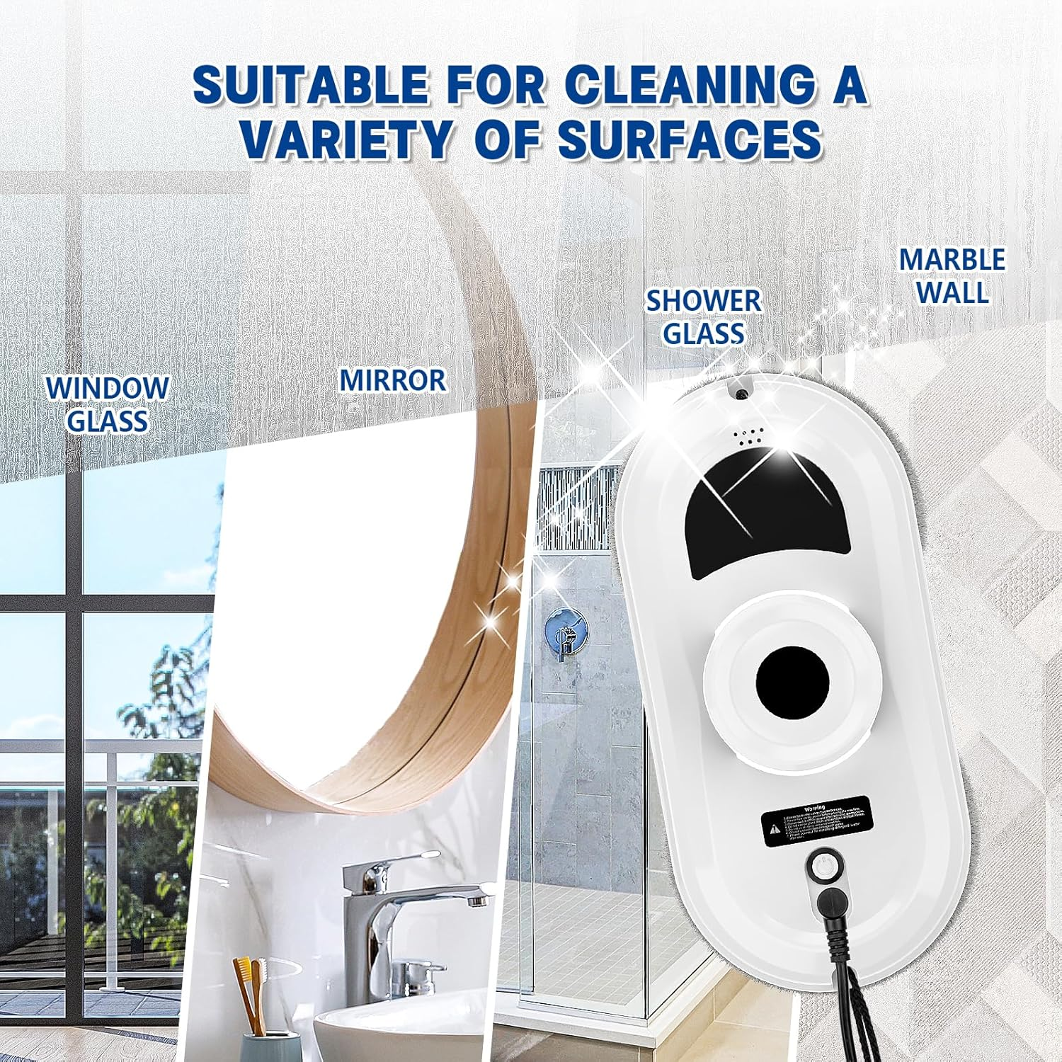 Advwin Window Cleaner Robot, 2800 Pa Smart Window Vacuum Cleaner with Remote Control and Anti-Falling Sensor Detection, Suitable for Glass Window Tile, Indoor Outdoor image number 3