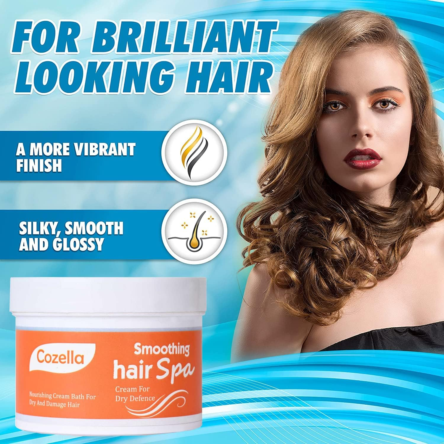 Cozella Smoothing Hair SPA | Cream for Dry Defence | Nourishing Cream Bath for Dry and Damaged Hair | Sulfate and Paraben Free| All Hair Types | 500ML image number 4