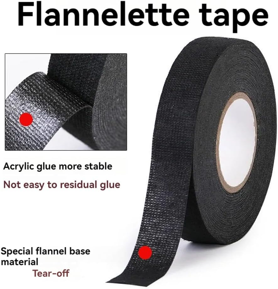 4PCS 25Mmx25M Flame Retardant Adhesive Cloth Tape Heat- Fabric Base Wire Harness Tape for Cable Harness Protect