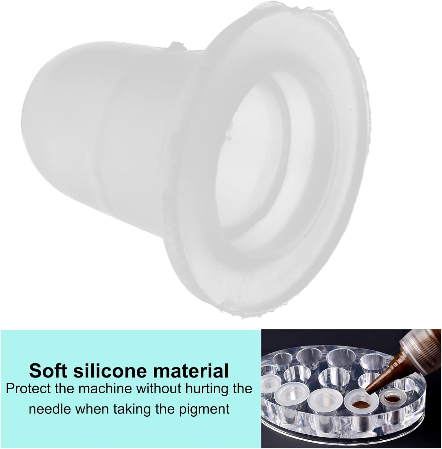 Watris Veiyi Pack of 100 Tattoo Colour Caps, Silicone Tattoo Cups, Tattoo Ink Cups for Eyebrow Tattoos, Lip Tattoos (S) image number 1