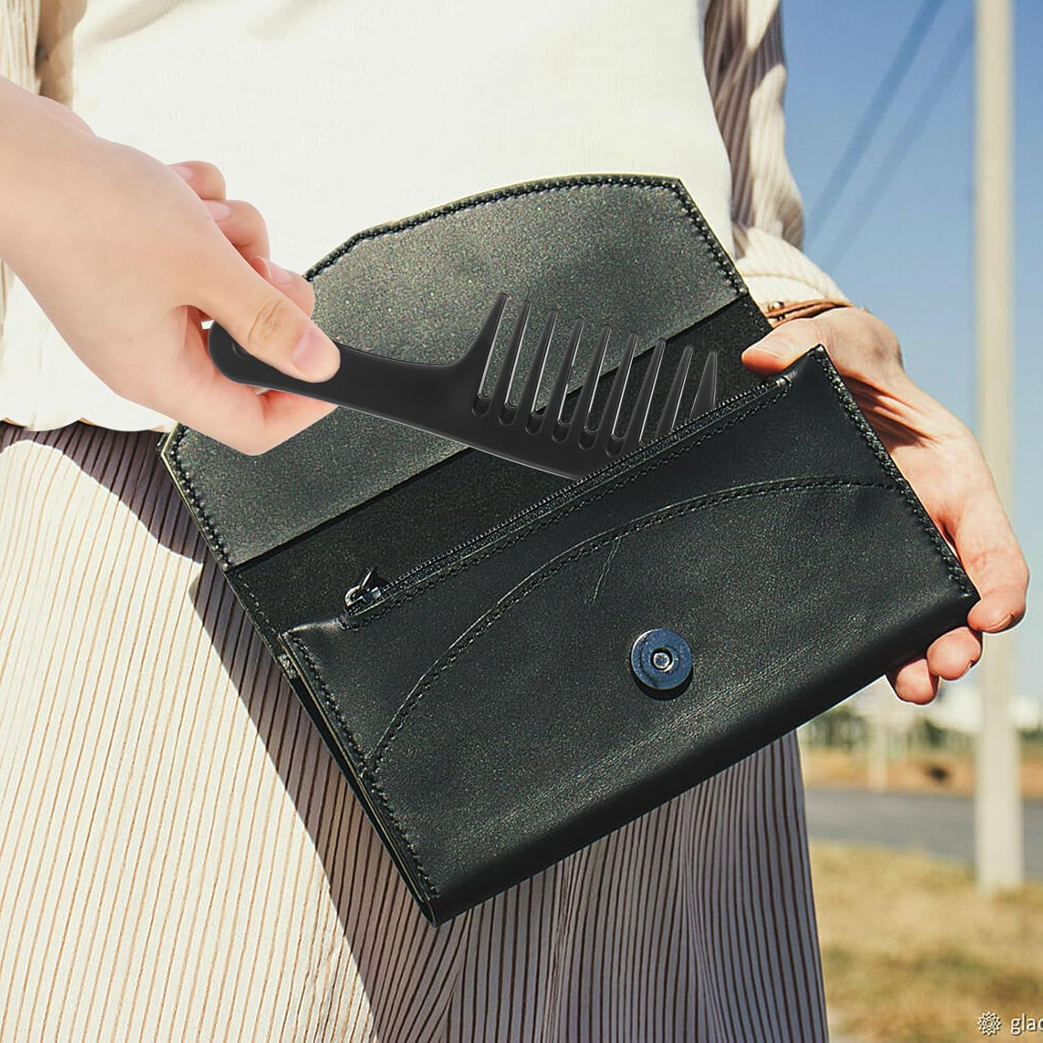 Wide Tooth Comb 2 Pack - Portable Travel Detangling Comb for Curly, Long & Wet Hair image number 1