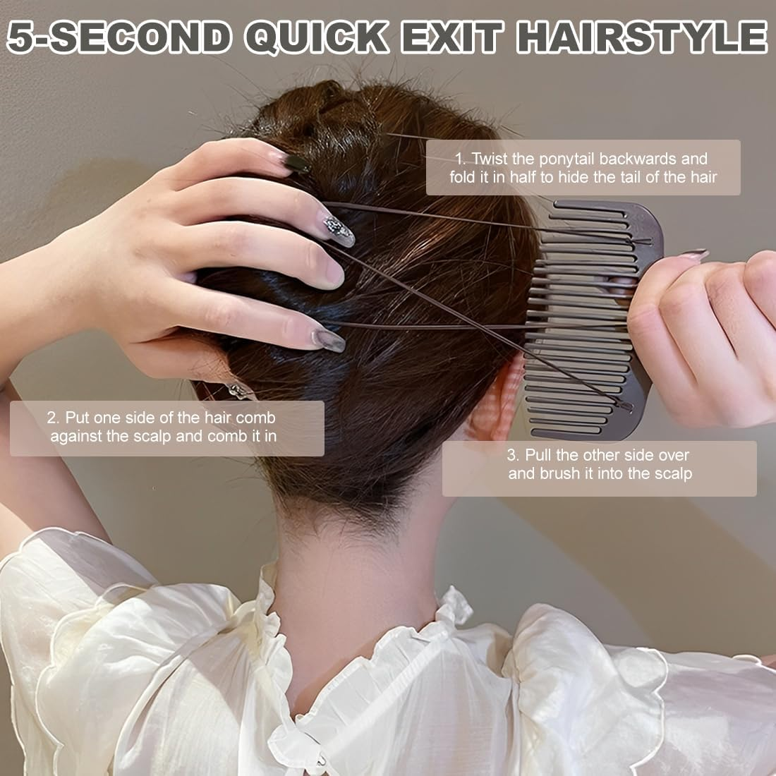 2 Pieces Elastic Hair Clips Double Comb Hair Bands Elastic Magic Combs for Thick Hair Vintage Adjustable image number 4