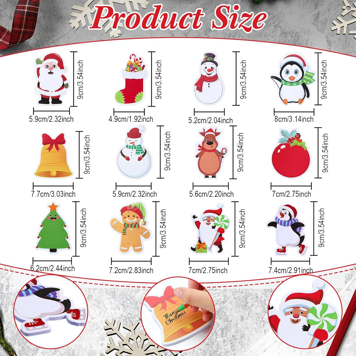 Cholemy 36 Sets Christmas Notepad Holiday Ballpoint Pens with Ribbon Winter Holiday Theme Sticky Note Set Christmas Pens for Kids Stationery Gift Goodie Bag Fillers Classroom Reward (Cute Style)