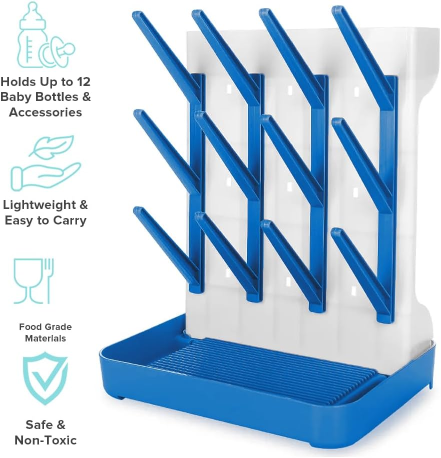 Baby Bottle Drying Rack, Vertical Space Saving Countertop Standing Drying Rack Baby Accessory, Bottle Brsuh, Pacifier, Breast Pump Accessories Drying Stand, Storage Organizer (Blue) image number 3