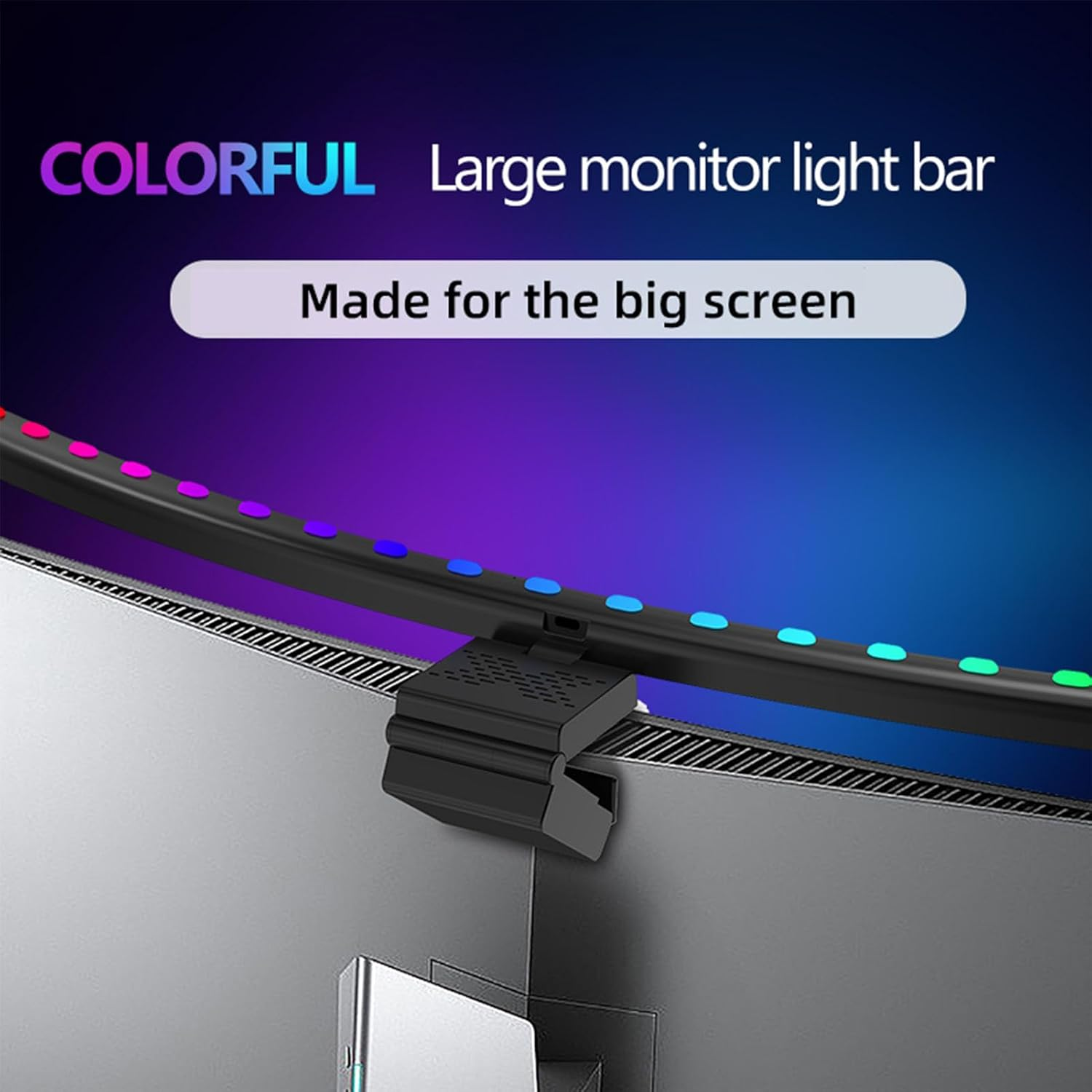 2 in 1 Monitor Light Bar,Rgb Computer Monitor Lamp Screen Lamp Monitor Light Bar Light Source Voice Activated Musical Rhythm Eye Caring LED Gaming Lamp Curved Computer Monitor