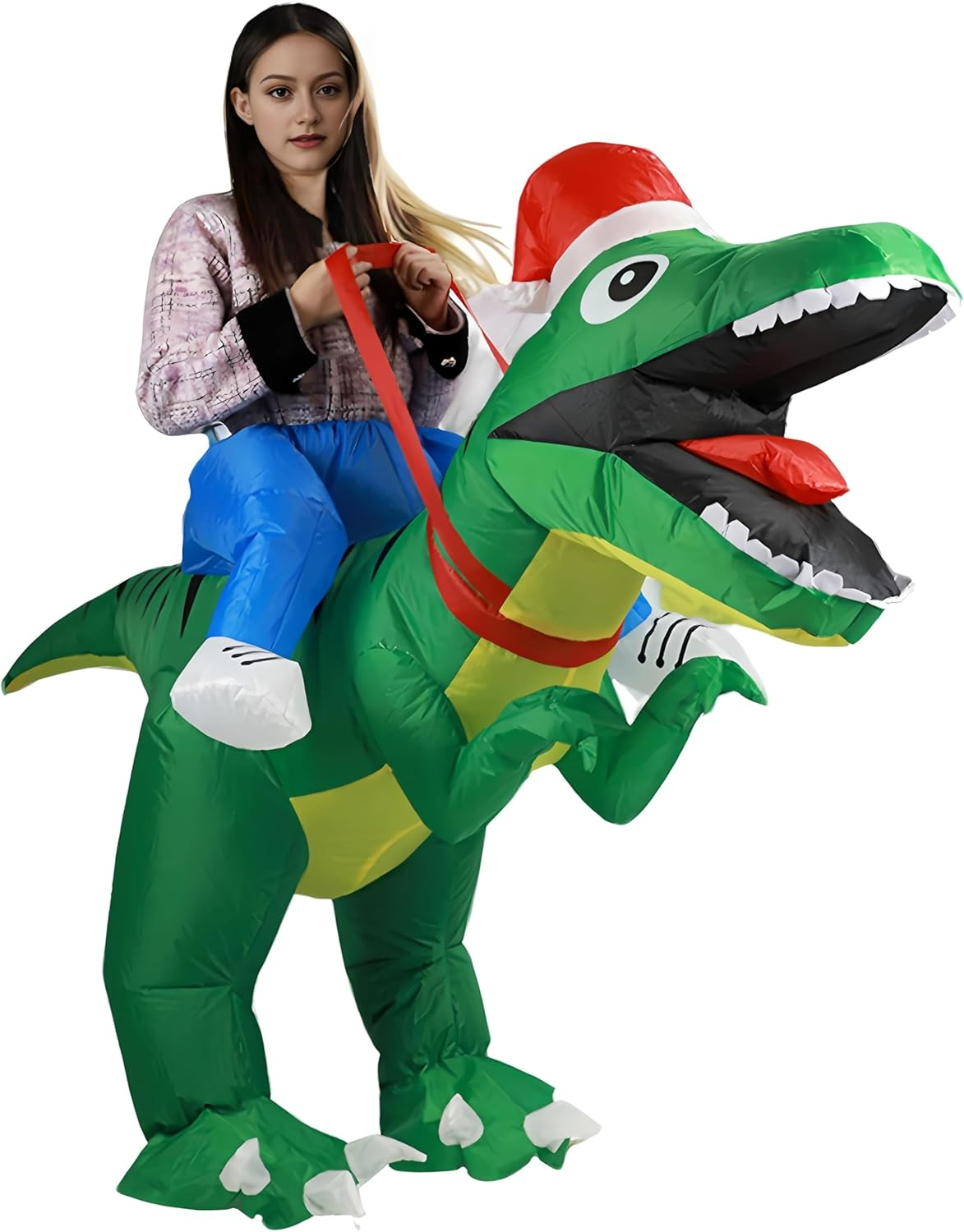 Inflatable Christmas Costume Blow up Funny Costume Suit Unisex Costumes Adult Cosplay Outfit (Christmas Dinosaur) - Gingerbread Man image number 2