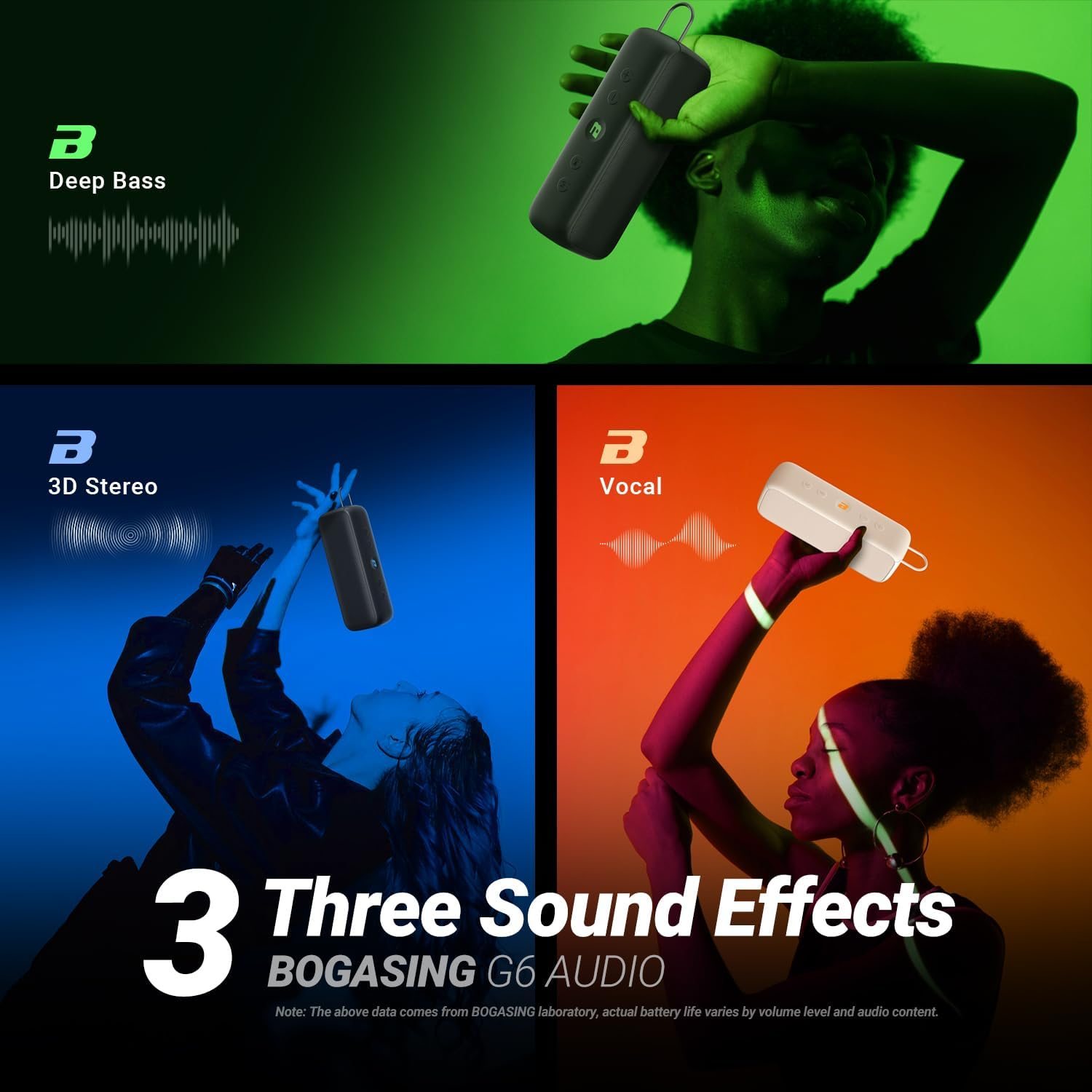 BOGASING G6 Bluetooth Speaker, Portable Wireless Speakers with 30W Loud Stereo Sound, 35H Playtime, IPX6 Waterproof, Bluetooth 5.3, EQ, Tf-Card, AUX, USB Stick, Outdoor Speaker for Party - Beige image number 6