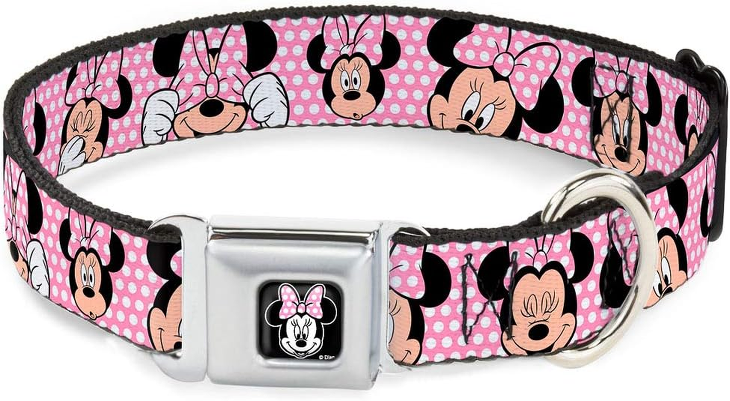 Buckle-Down Seatbelt Buckle Dog Collar - Minnie Mouse Expressions Polka Dot Pink/White - 1" Wide - Fits 9-15" Neck - Small image number 4