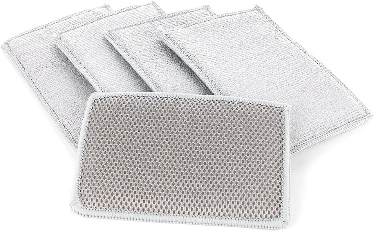 The Rag Company - Jersey Bug Scrubber Pads - Pearl Weave, Easily and Safely Trap Bug Splatter in Sponge, Safe on All Finishes, 4In X 6In, Ice Grey (5-Pack)