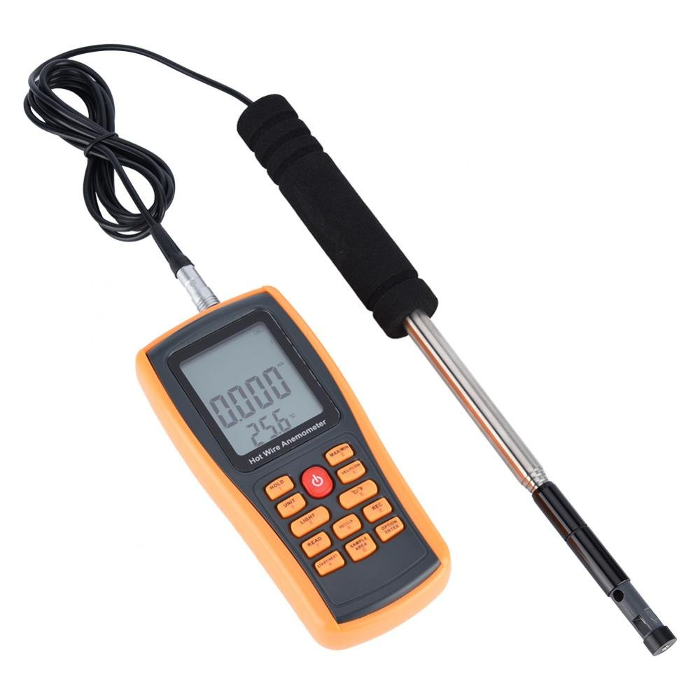 Hot Wire Anemometer Handheld Air Velocity Meter Wind Speed Gauges with Backlight LCD Display for In-Duct Airflow Air Velocity Temperature (Thermal Anemometer) image number 4