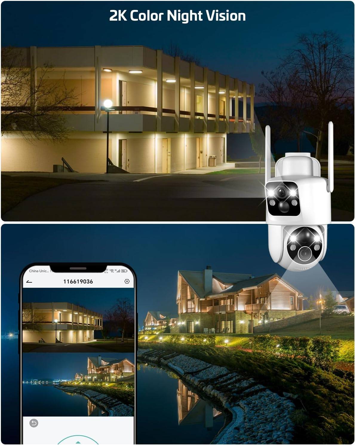 COCOCAM 2K Security Camera Outdoor Wireless with Dual Lens Dual PIR, 10000Mah Battery, 355&deg;P 90&deg;T, 6W Solar Panel, AI Analysis, IP66 image number 5