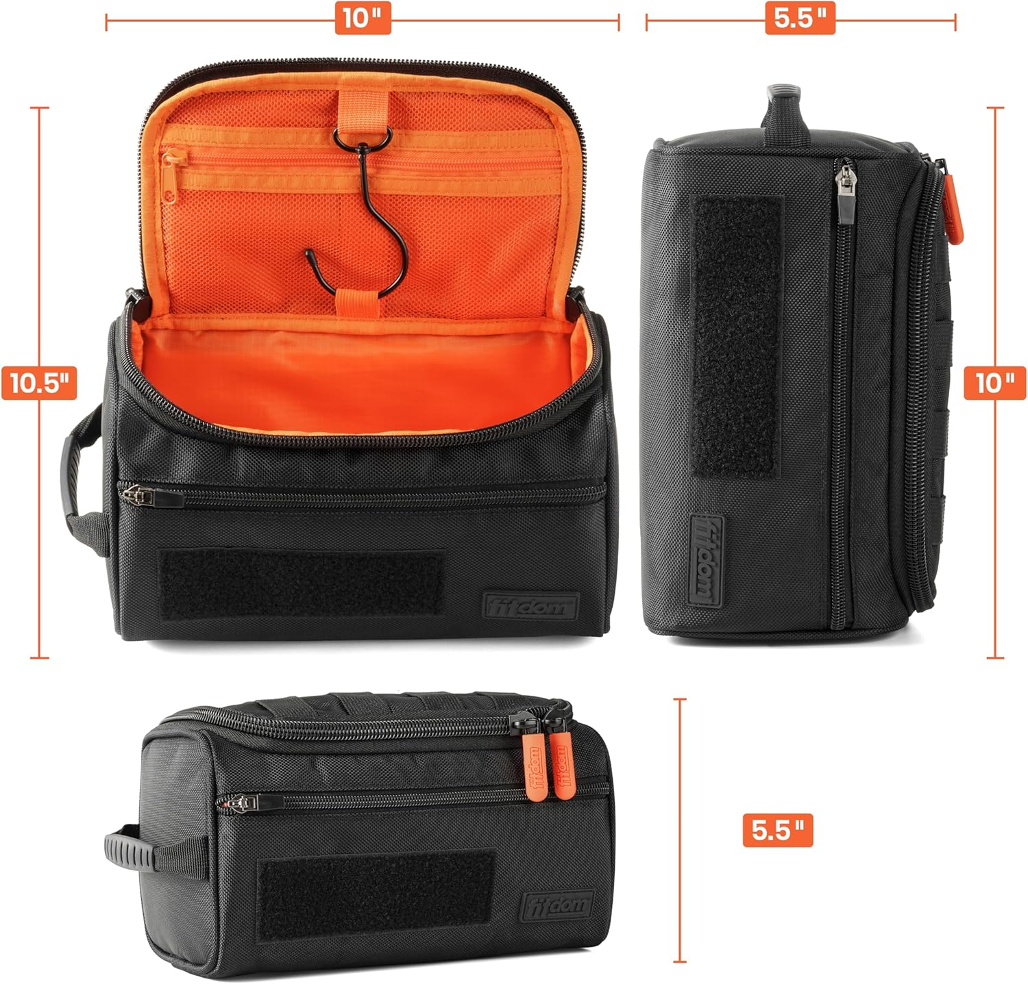 Fitdom Hanging Compact Toiletry Bag Tactical Dopp Kit Case for Men. Perfect for Travel & Storage. Fits Large & Small Cosmetic Makeup, Clipper, Toothbrush, Shower, Shaving & Grooming Care Organizer, image number 1