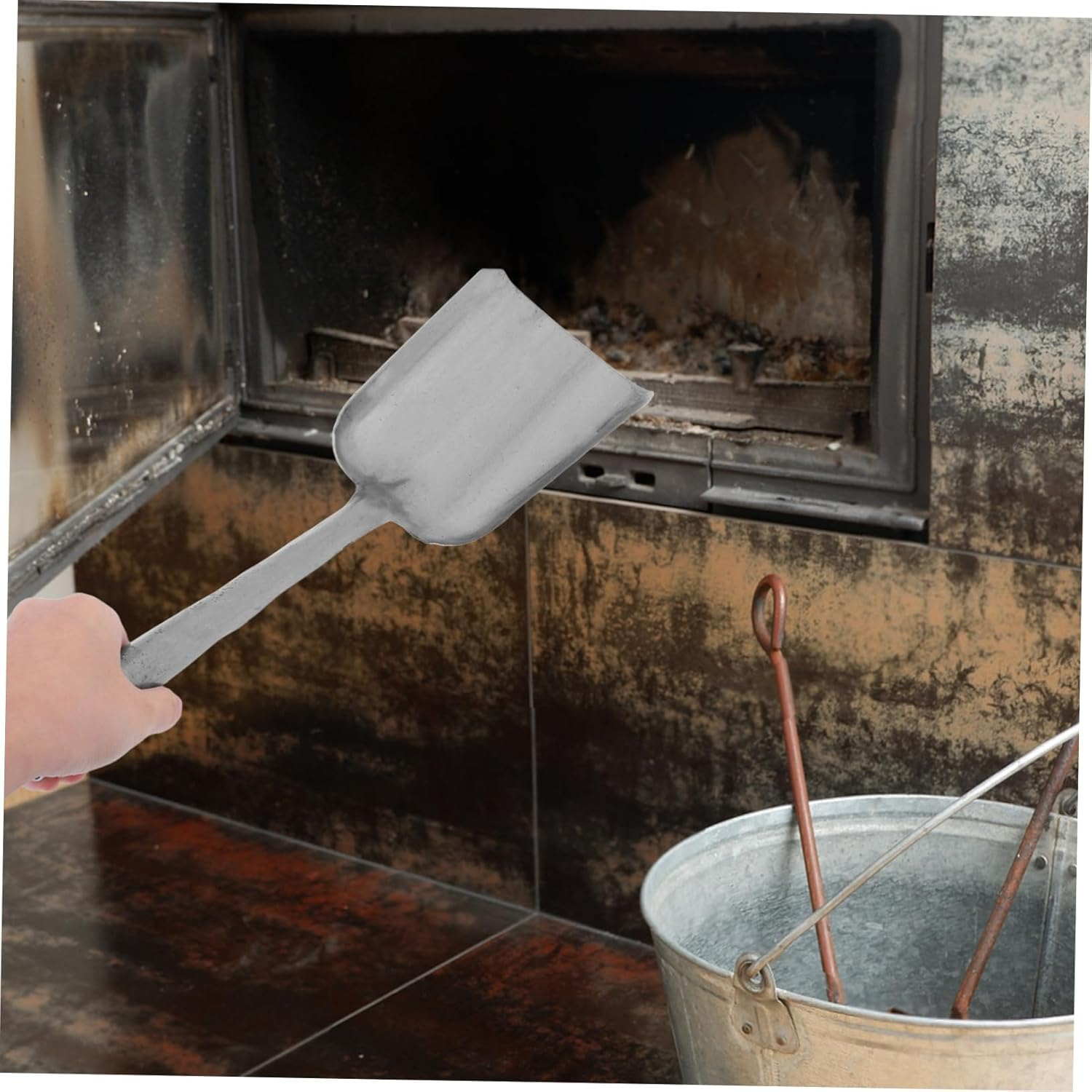 COHEALI Heavy-Duty Thickened Iron Long Charcoal Scoop Shovel for Fireplace Ash Removal BBQ Grill Cleaning Gardening Tool Heat-Resistant Mini Dustpan for Wood Stove and Outdoor Use image number 3