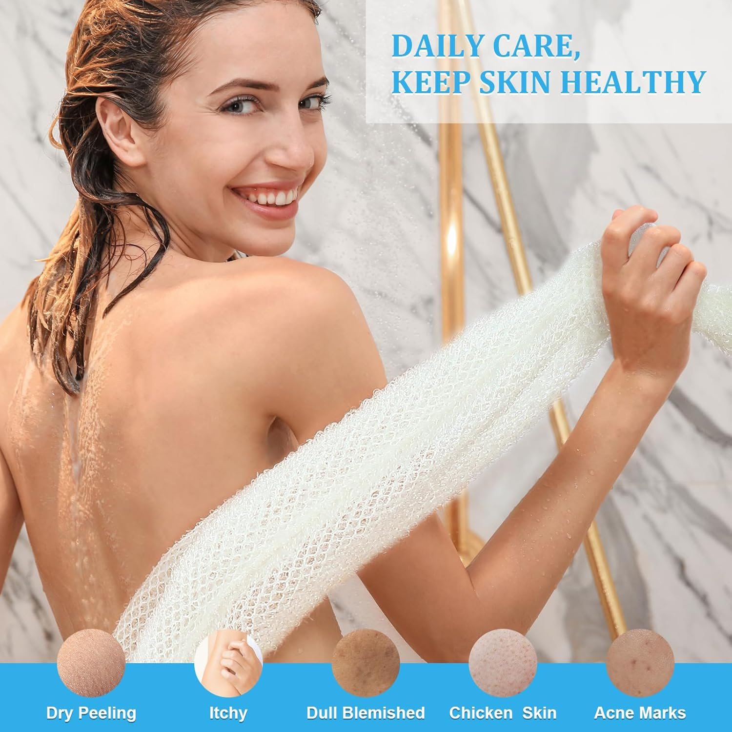 4 Pieces African Exfoliating Net, Long African Net Sponge, Nylon African Net Cloth, Exfoliating Washcloth, Body Scrubbers for Use in Shower, Back Scrubber Skin Smoothers for Bath (Multicolor 4) image number 2