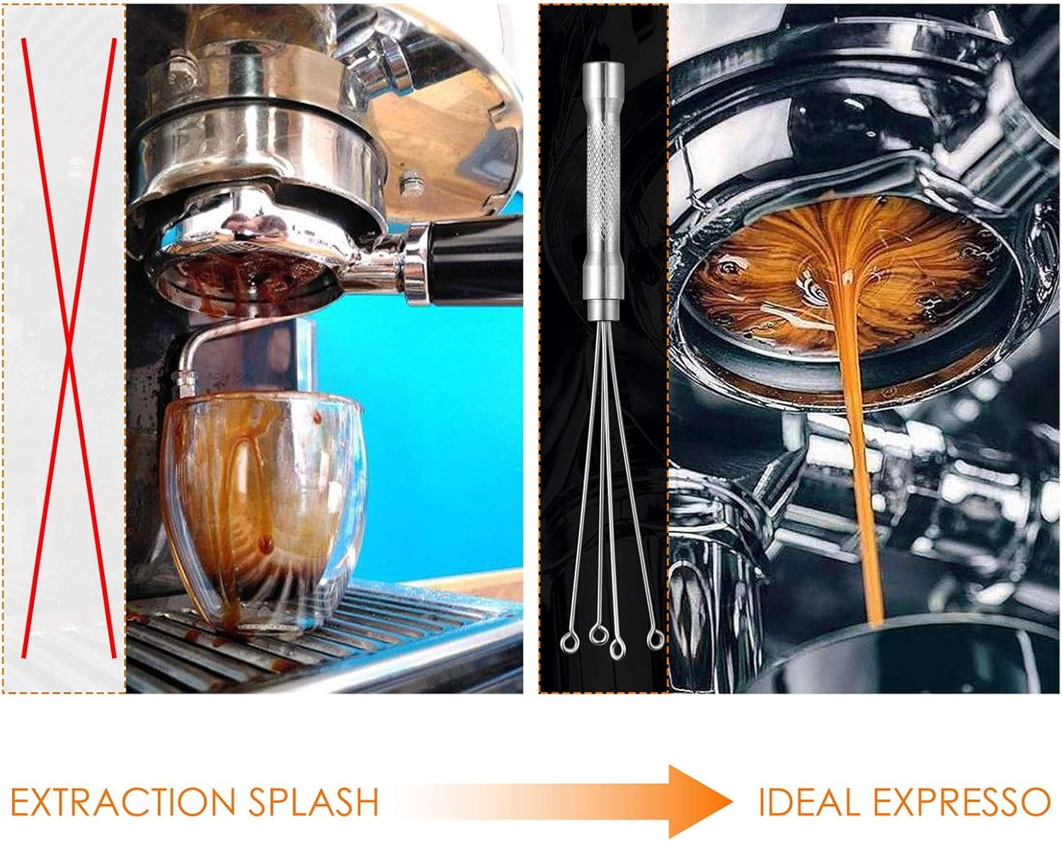 Espresso Coffee Stirrer, MATOW Stainless Steel Mini Whisk for Espresso Stirring Distribution &ndash; Professional Coffee Powder Stirring Tool