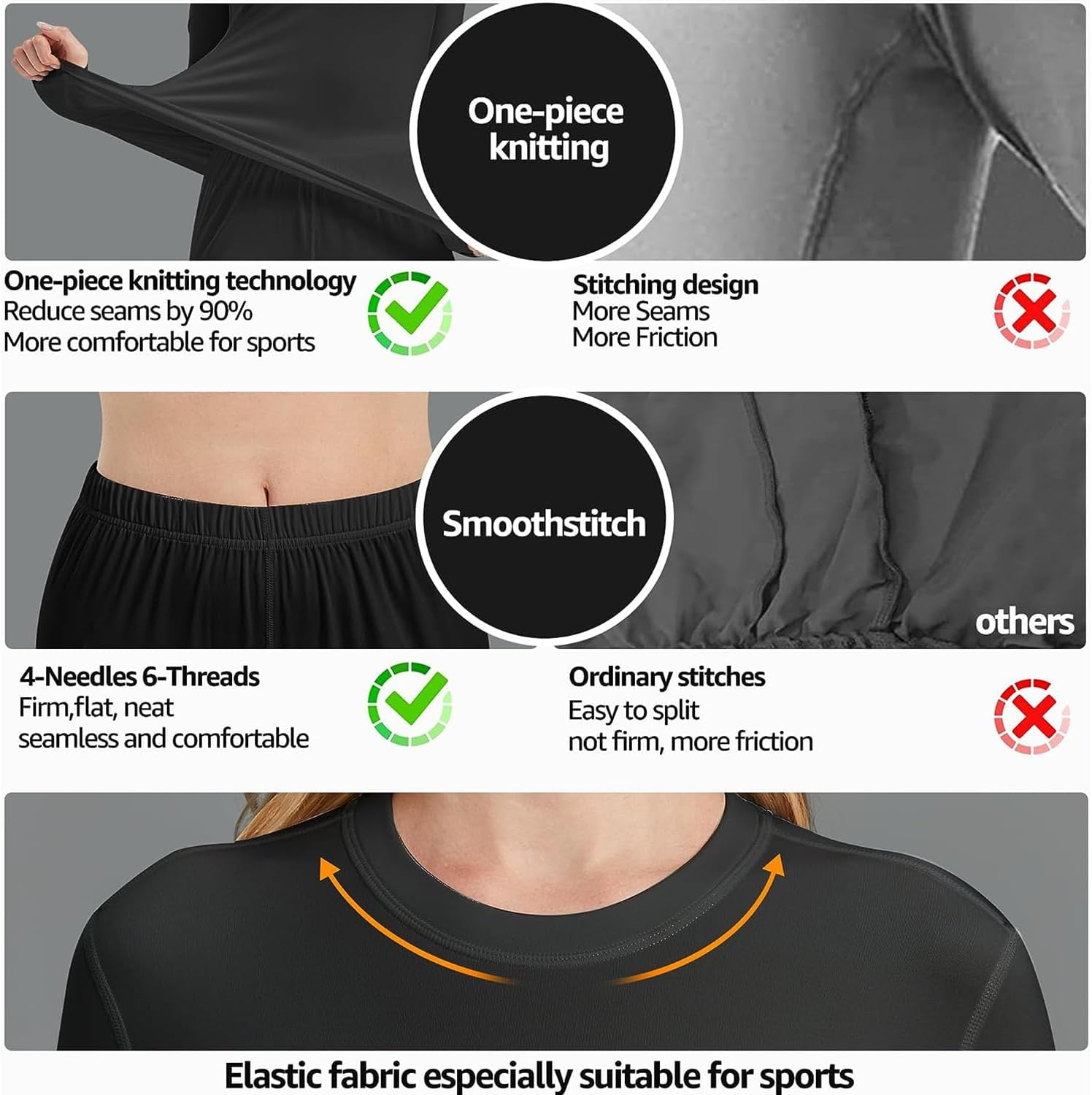 FANBOLD Thermal Underwear Set for Women - Long Sleeve Top and Pants, Soft Comfortable Base Layer for Winter Snow or Ski image number 2