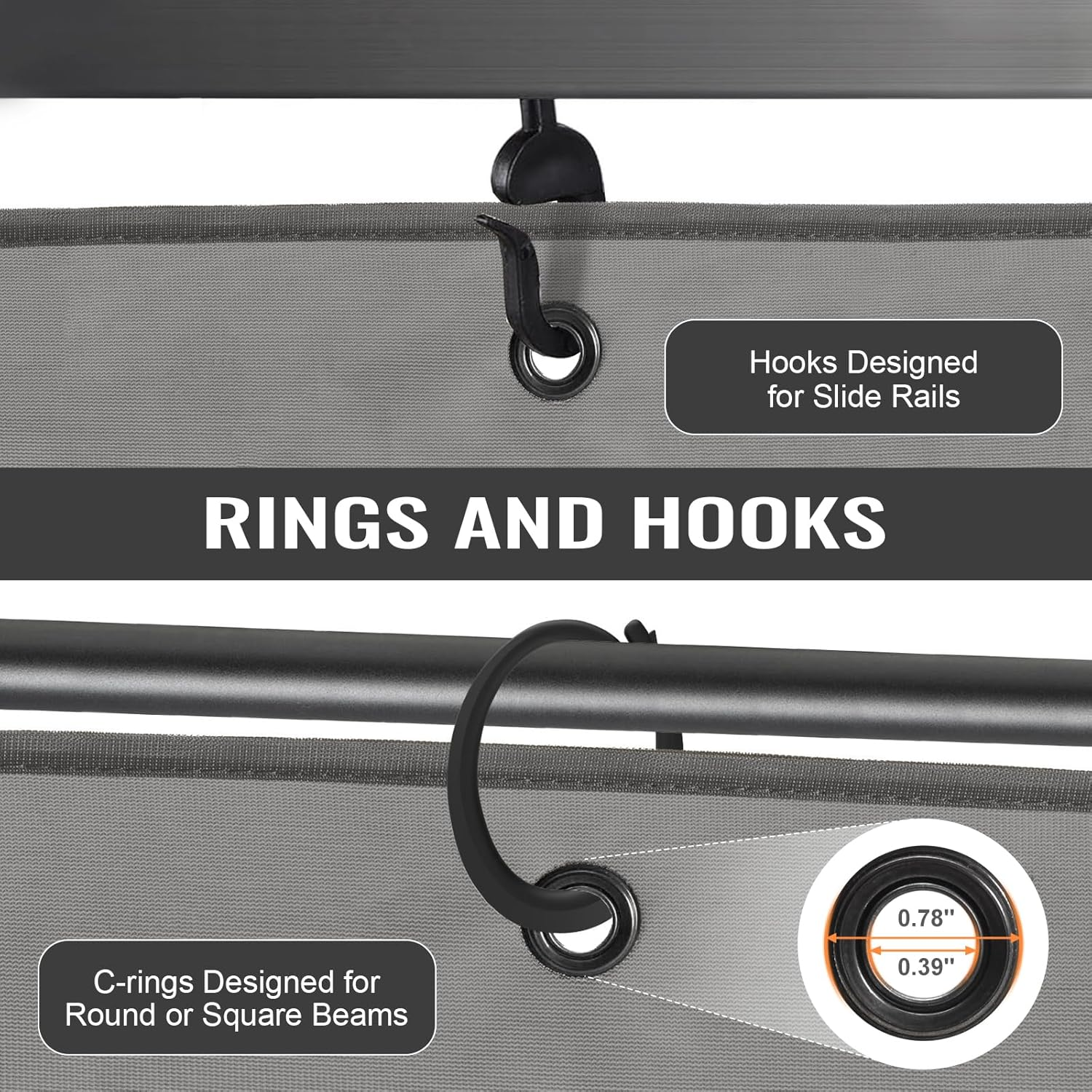 COWVIE Gazebo Curtain Replacement Universal 4-Panel Sidewalls 10' X 10', Patio Gazebo Privacy Curtains with Double Zipper, Replacement for Outdoor Patio Gazebo Canopy (Curtain Only) image number 5