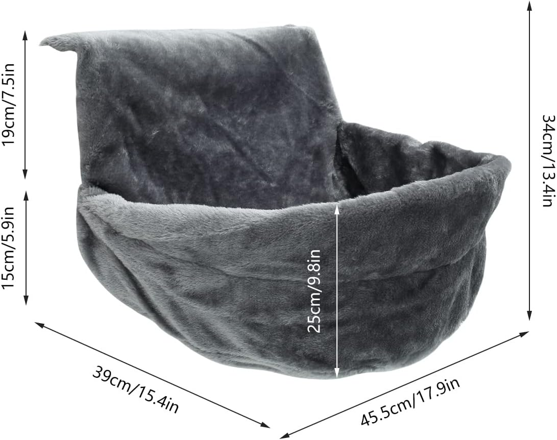Plush Radiator Cat Hanging Bed - round Cosy Warm Fleece Hammock for Small Pets, Kittens, Puppies - Easy to Assemble (Grey) image number 5