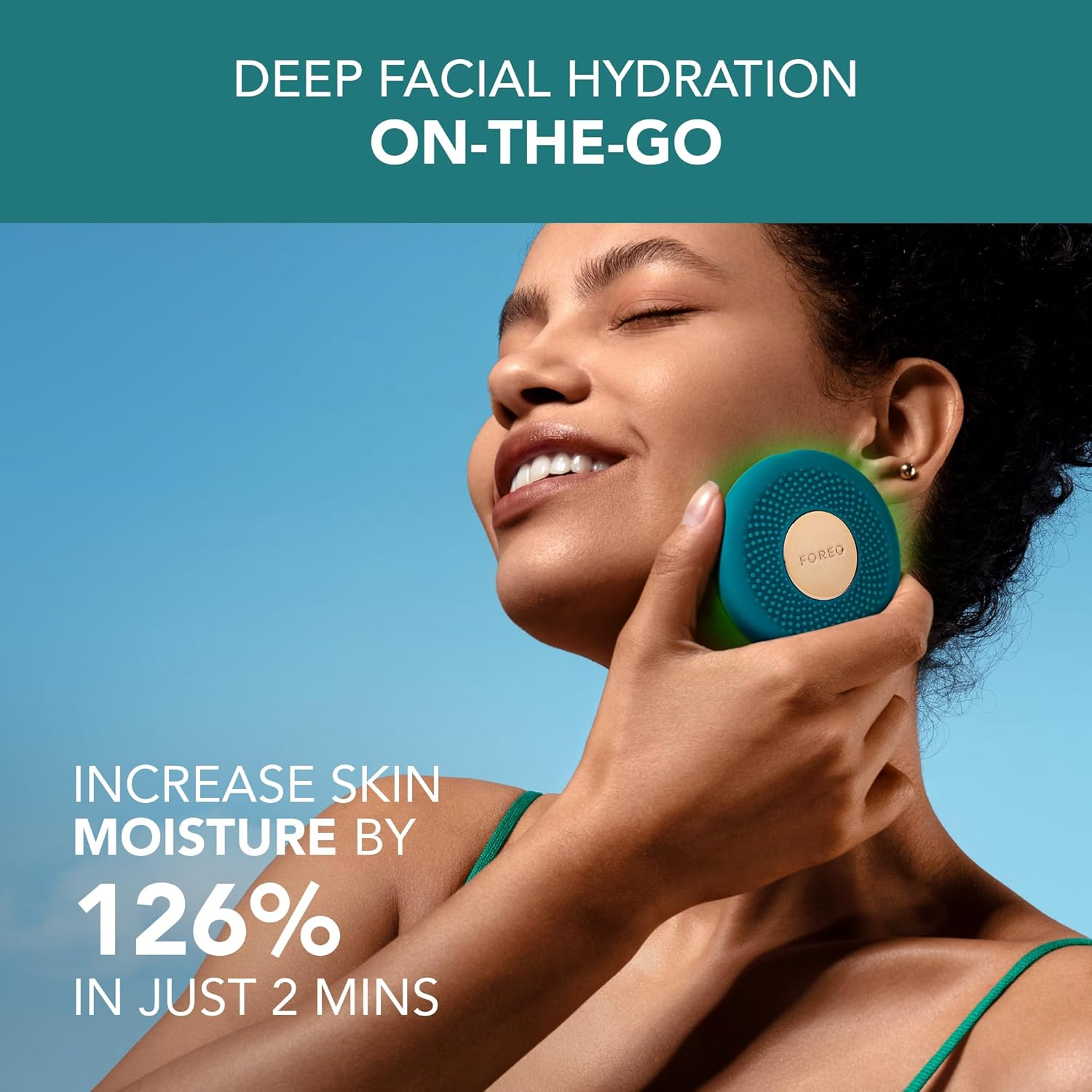 FOREO UFO 3 Go - Compact 4-In-1 Full Facial LED Mask Treatment - Deep Moisturiser - anti Aging Face Mask Beauty - Face Massager - Evergreen image number 6