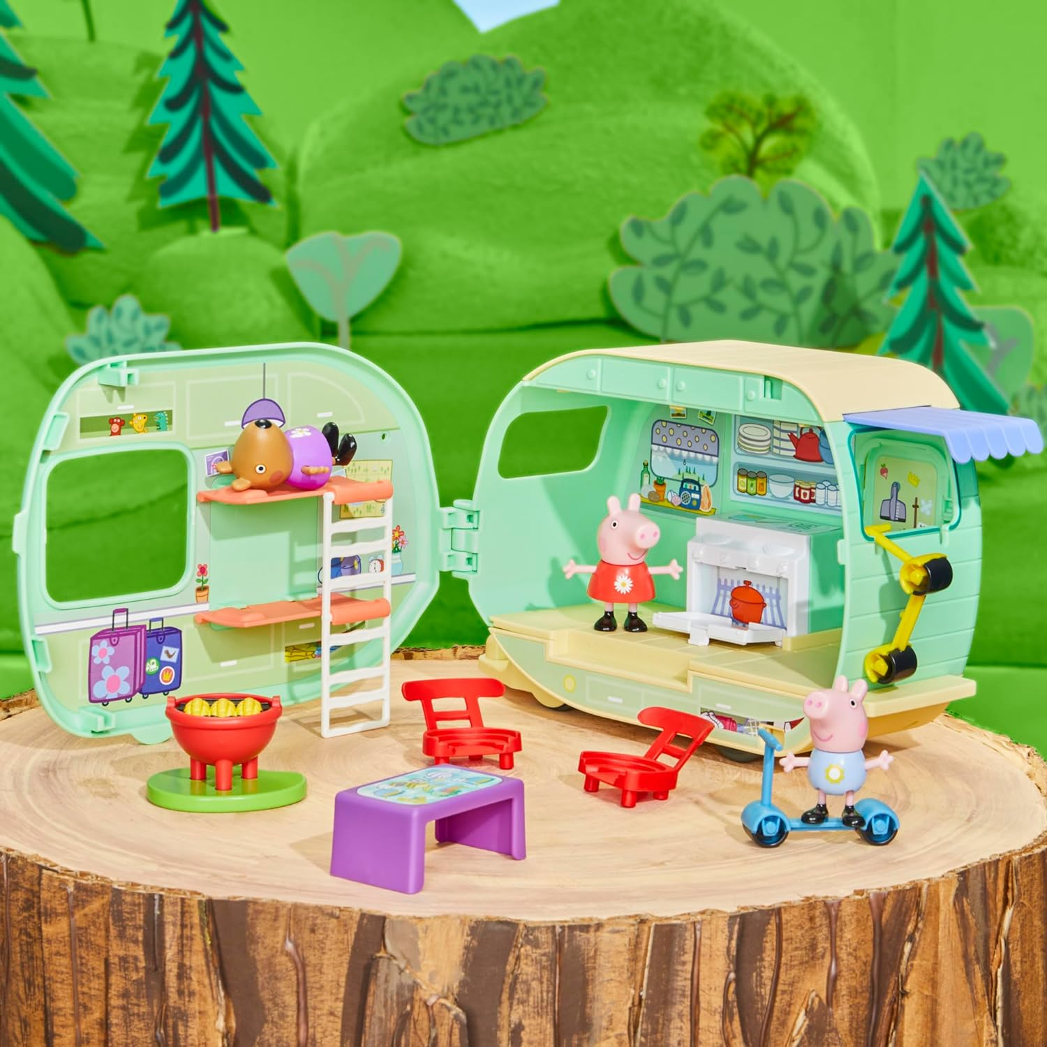 Peppa Pig Caravan Playset with 3 Figures and 6 Accessories, Preschool Toys for 3 Year Old Girls and Boys and Up image number 5