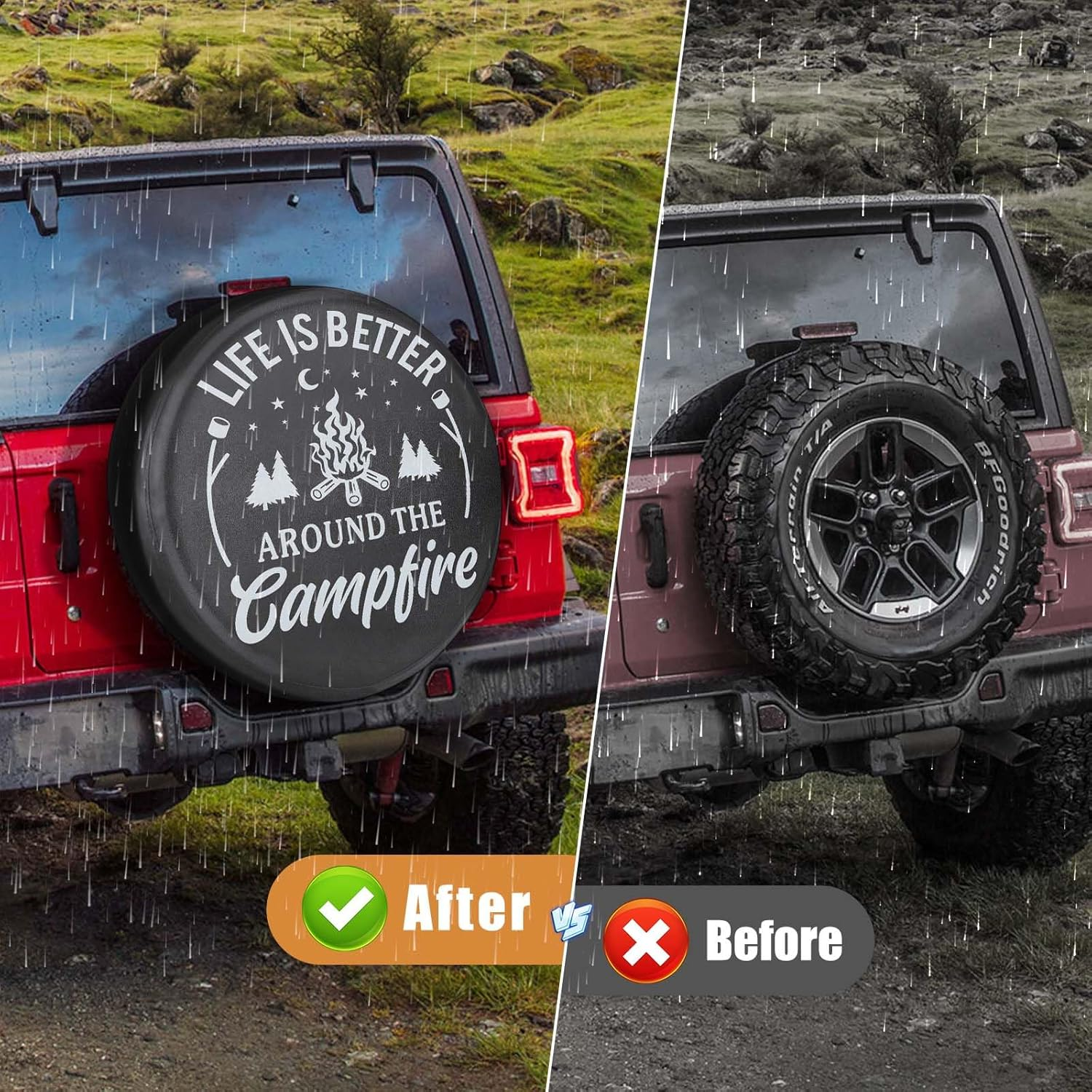 Spare Tire Cover for RV Trailer PVC Leather Spare Wheel Cover with Life Is Better for RV Trailer, Jeep, Truck, SUV 16" (Fit for Diameter 29.92-31.1Inch) image number 3