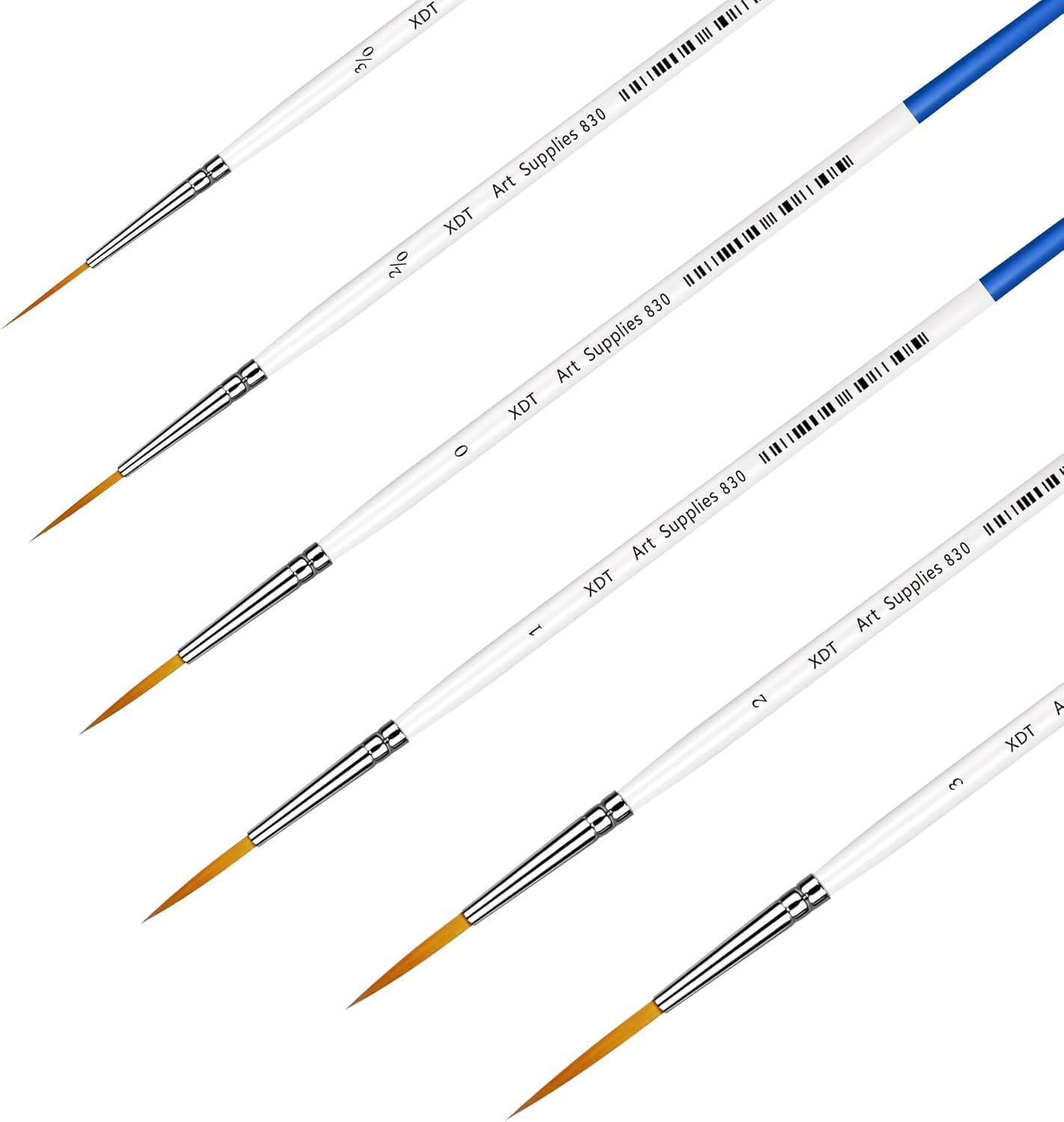 Rigger Artist Paint Brush 6 Piece Set, Extra Long Fine Point Liner Tip for Scale Models Nail Acrylic Oil Watercolor #000#00#0#1#2#3 image number 1