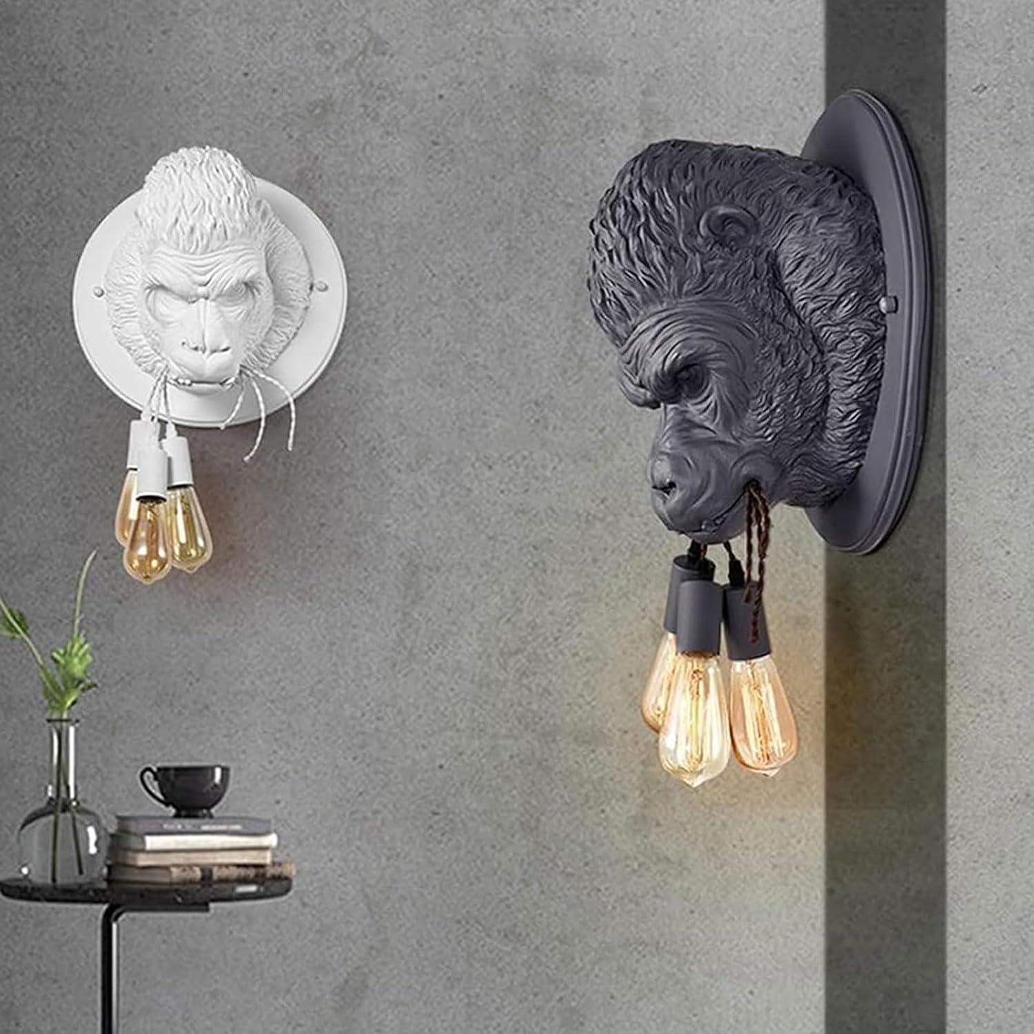 Resin Gorilla Ape Wall Lamps Light Wall Lamp E27 Base Lamp Wall Light Fixtures Modern Creative 3 Light Animal Wall Sconce Wall Lighting image number 5