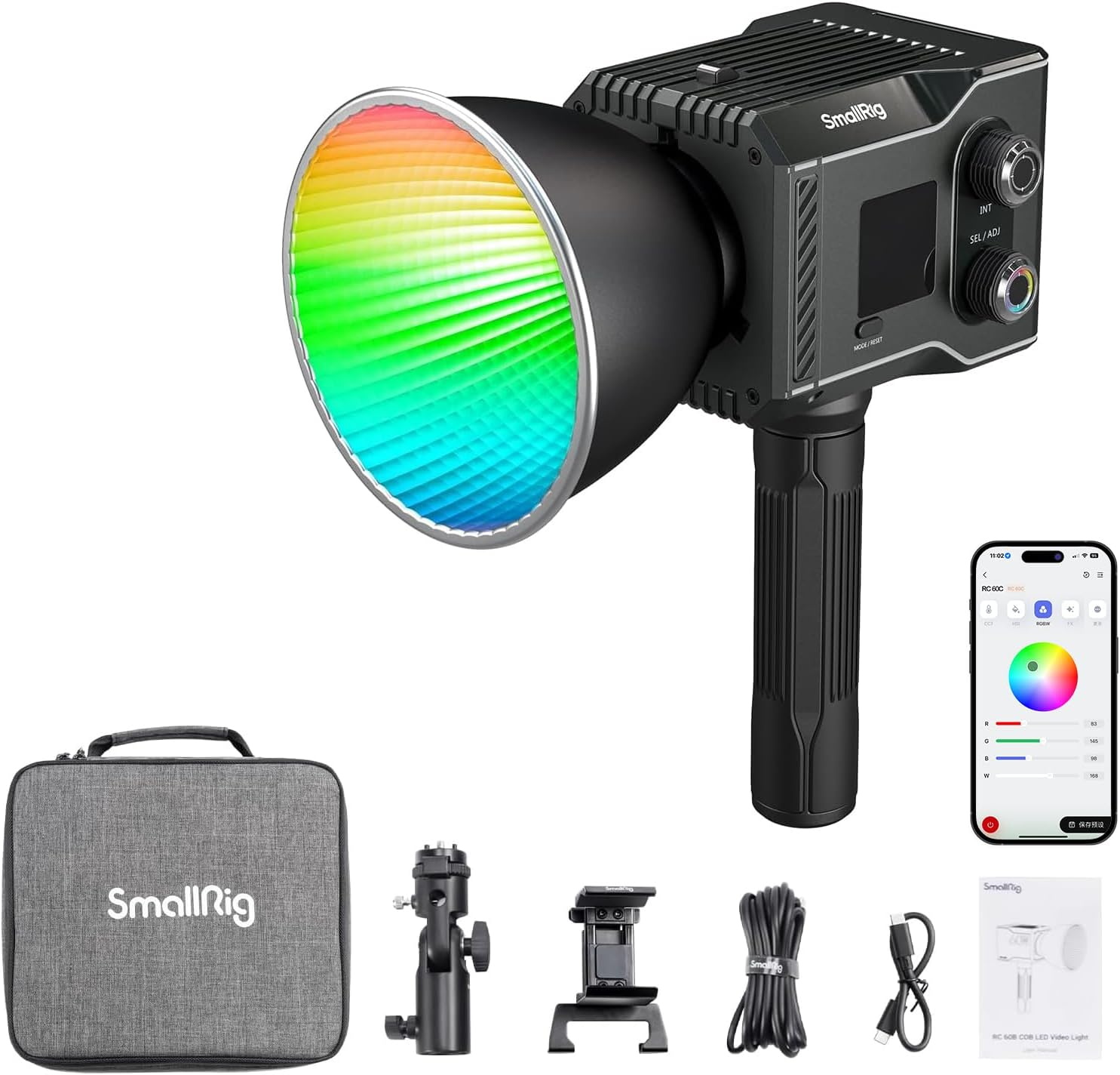 SMALLRIG RC 60C RGB LED Video Light 2500K-10000K Color Temperature, Supports PD Fast Charging, Manual and App Control, for Shooting on the Move, with 12 Light Effects, Powerbank Clamp Edition - 4810 image number 4