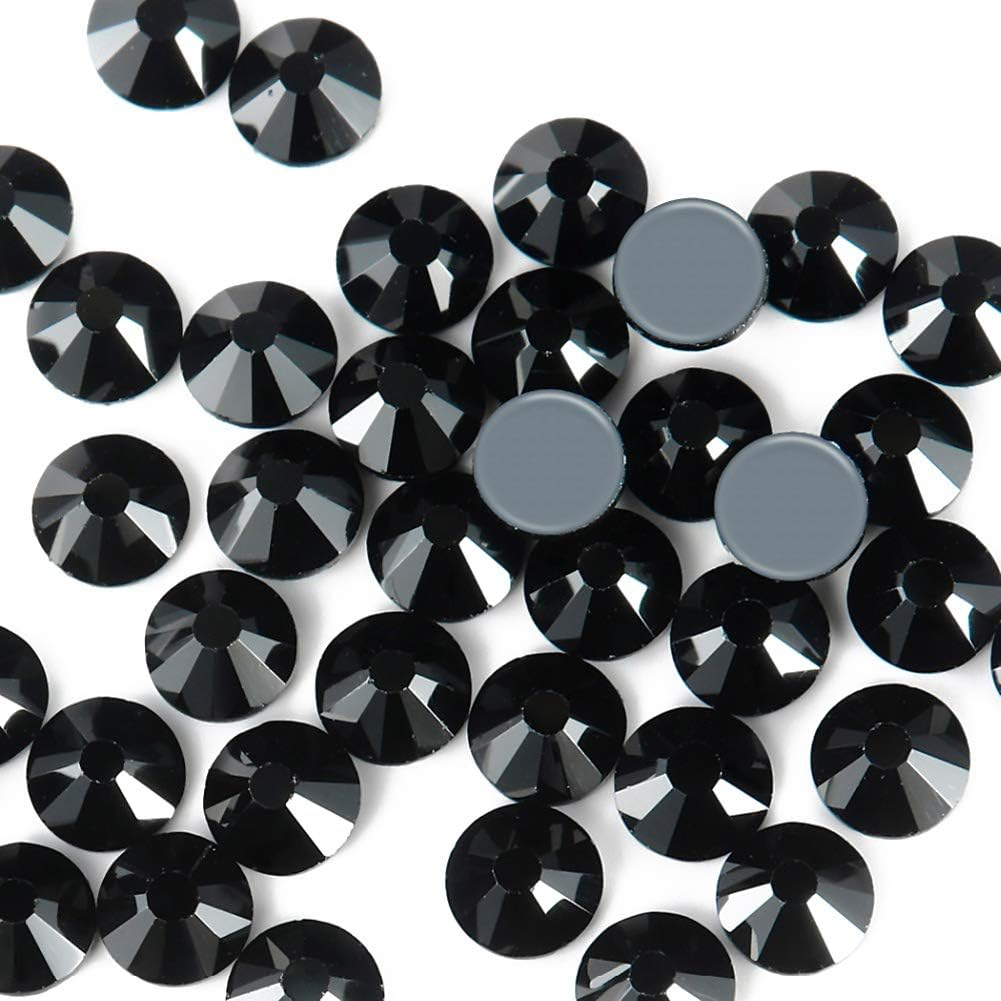 Crystal Rhinestones Hot Fix Crystals for Crafts Clothes Flatback Glass Crystal for Decoration round Gems (Jet Black SS20 1440PCS) image number 1