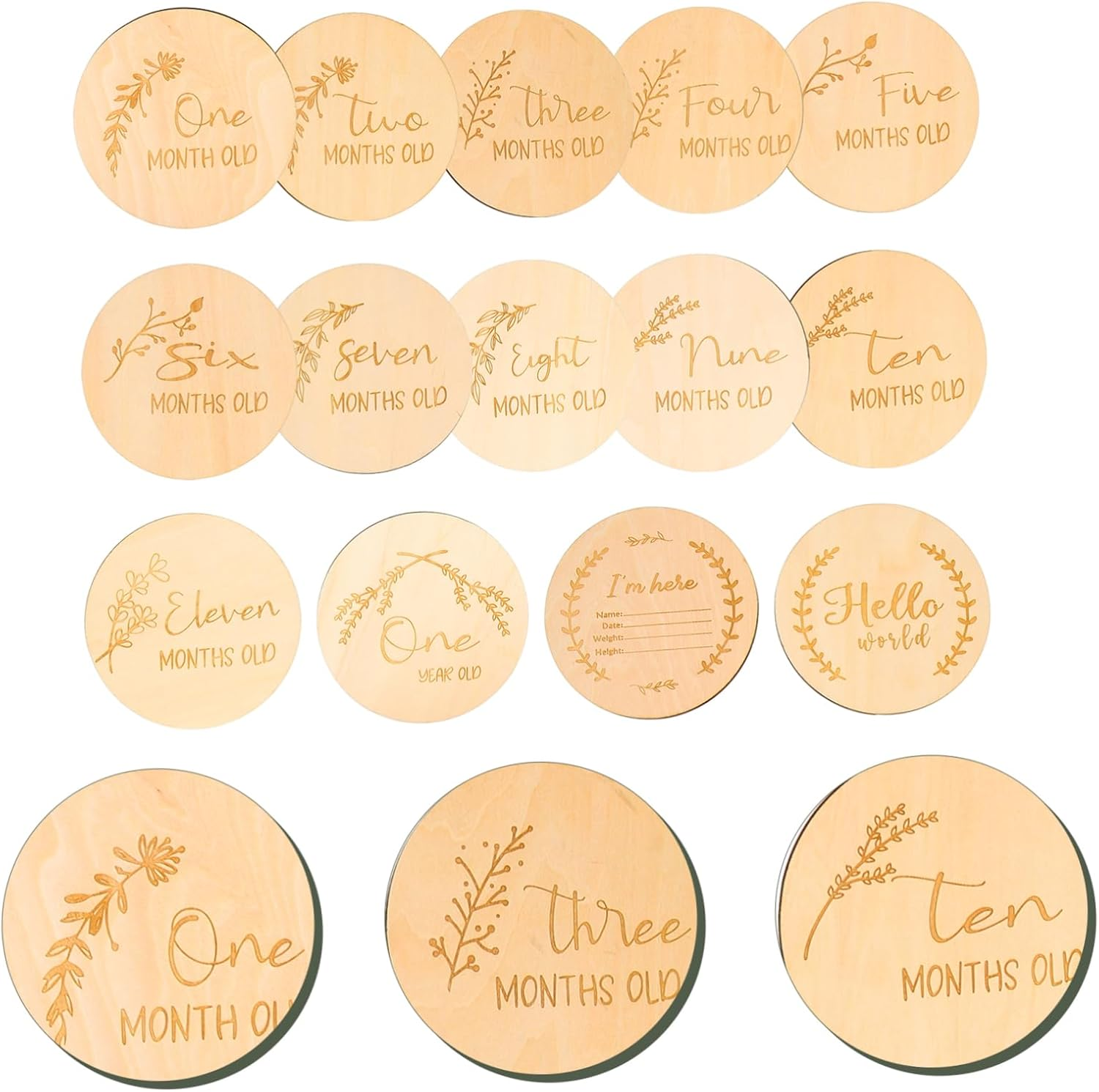 14Pcs Milestone Wood Cards Wooden Monthly Milestone Sign for Newborn Home Decor Shower image number 6