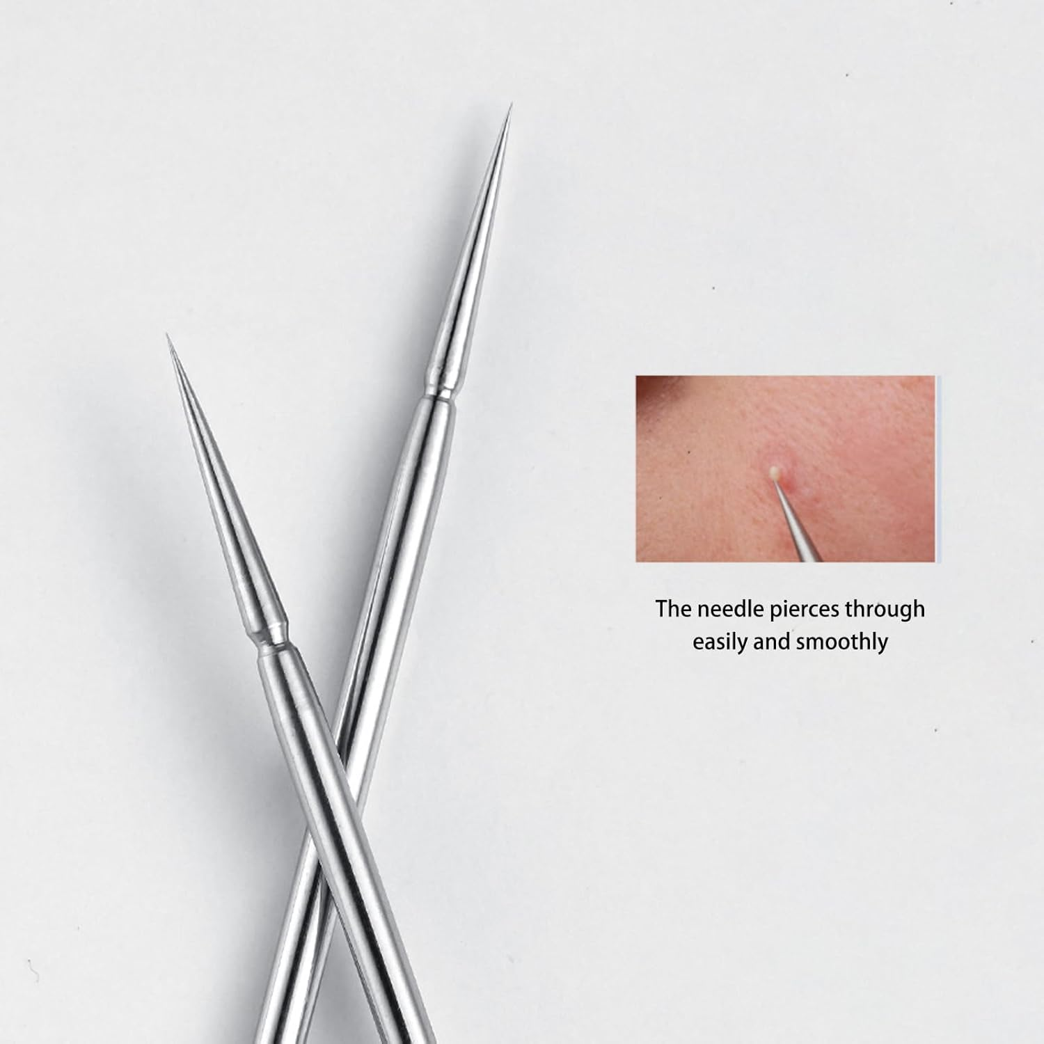 Xolixorium Stainless Steel Lancet Needle Pimple Popper Tool Professional Comedone Removal Tool with Blackhead Remover for Facial Milia Whitehead Extractor Skin Care Tools Pimple Popping Kit 2 Pieces