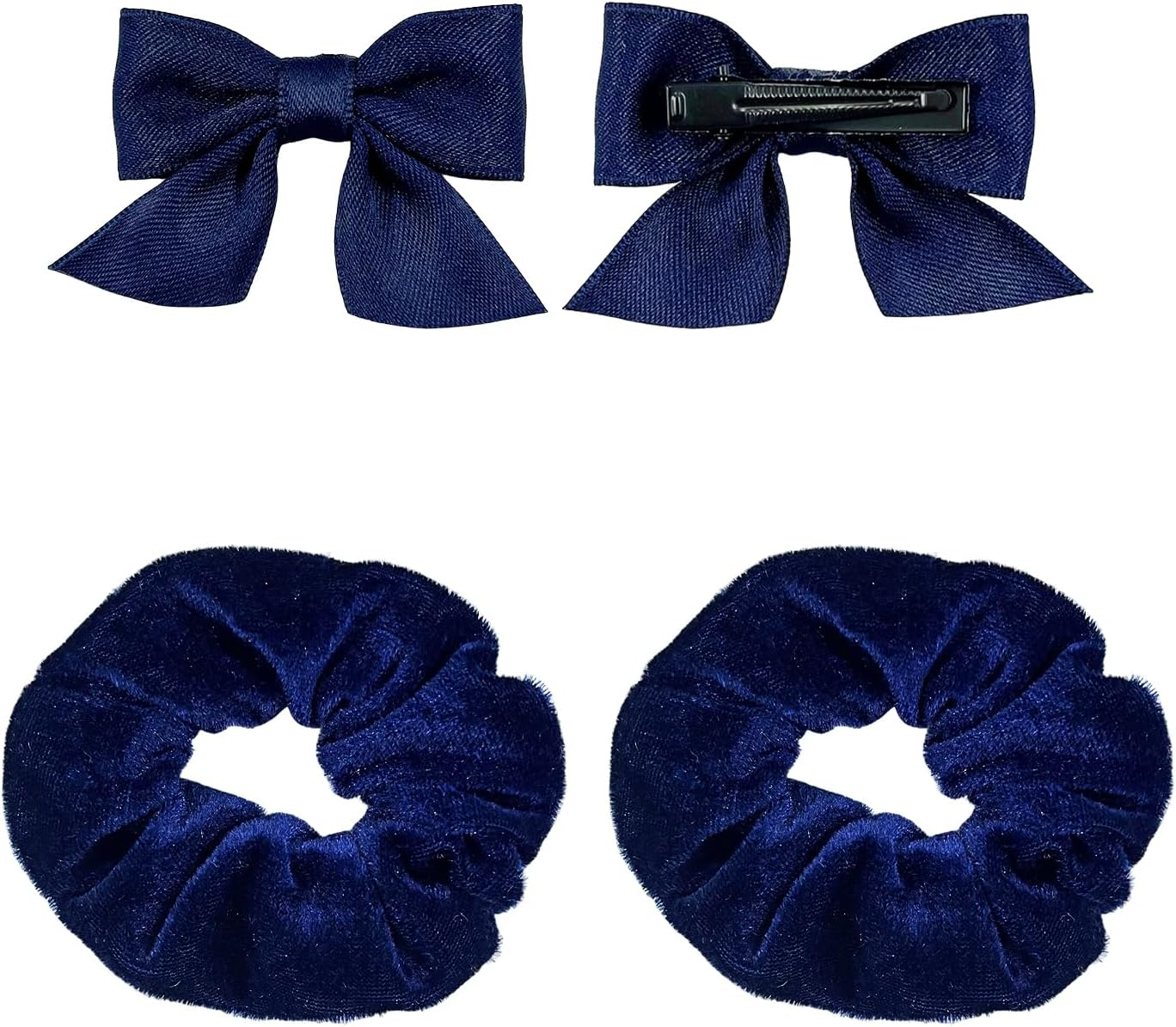 2 Hair Bands, 1 Pair of Hair Pins with Bow, Simple Elastic Hair Bands, Ponytail Headpiece, Fixed Clips for Hair and Sideburns, Accessories for Hairstyle Decoration image number 1