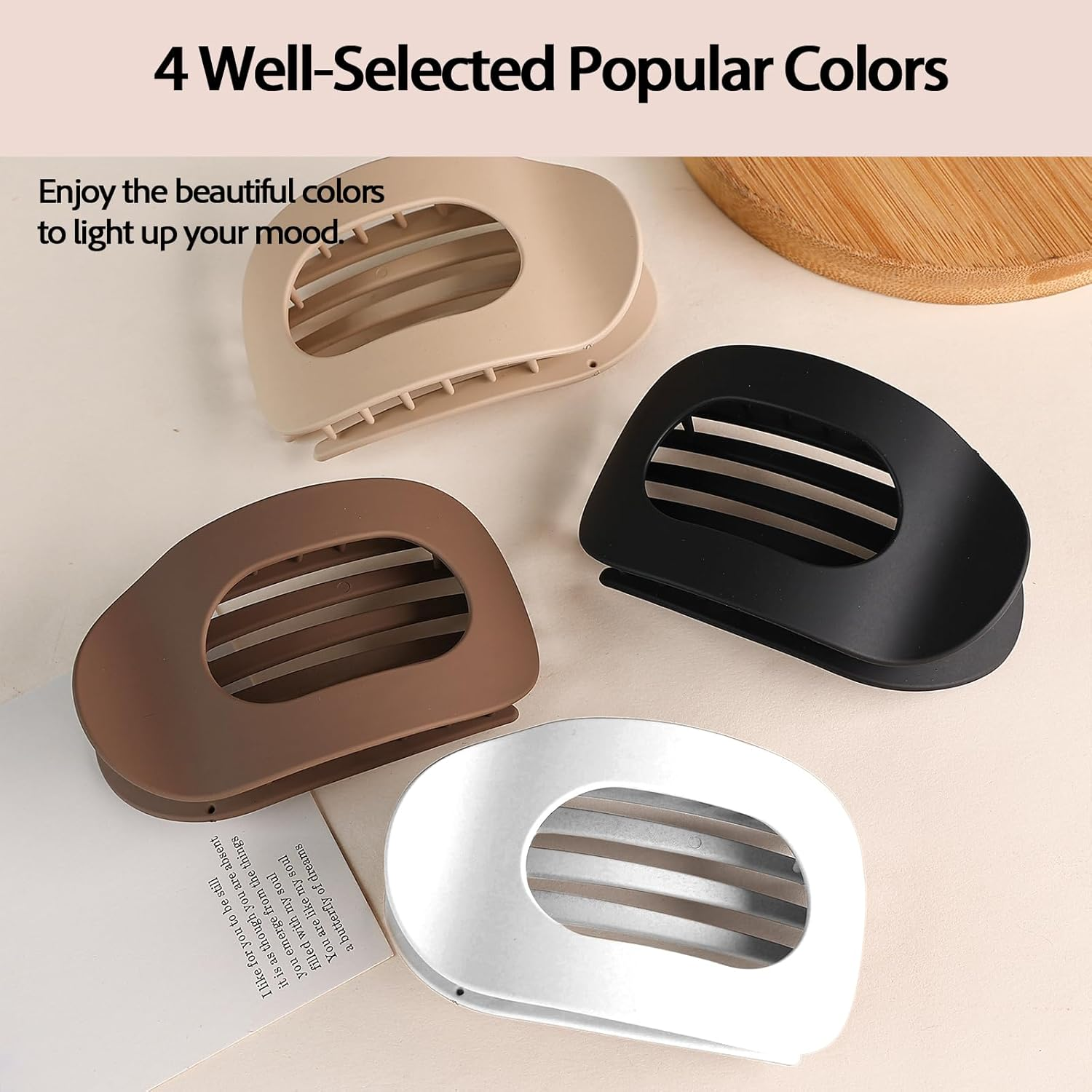 Vivasmile 4 PCS Flat Hair Clips for Women, Curved Design Hair Clips for Lying, Driving - Matte Strong Hold Hair Claw Clips for Thin, Thick Hair, Hair Accessories for Women and Girls (Neutral) image number 6