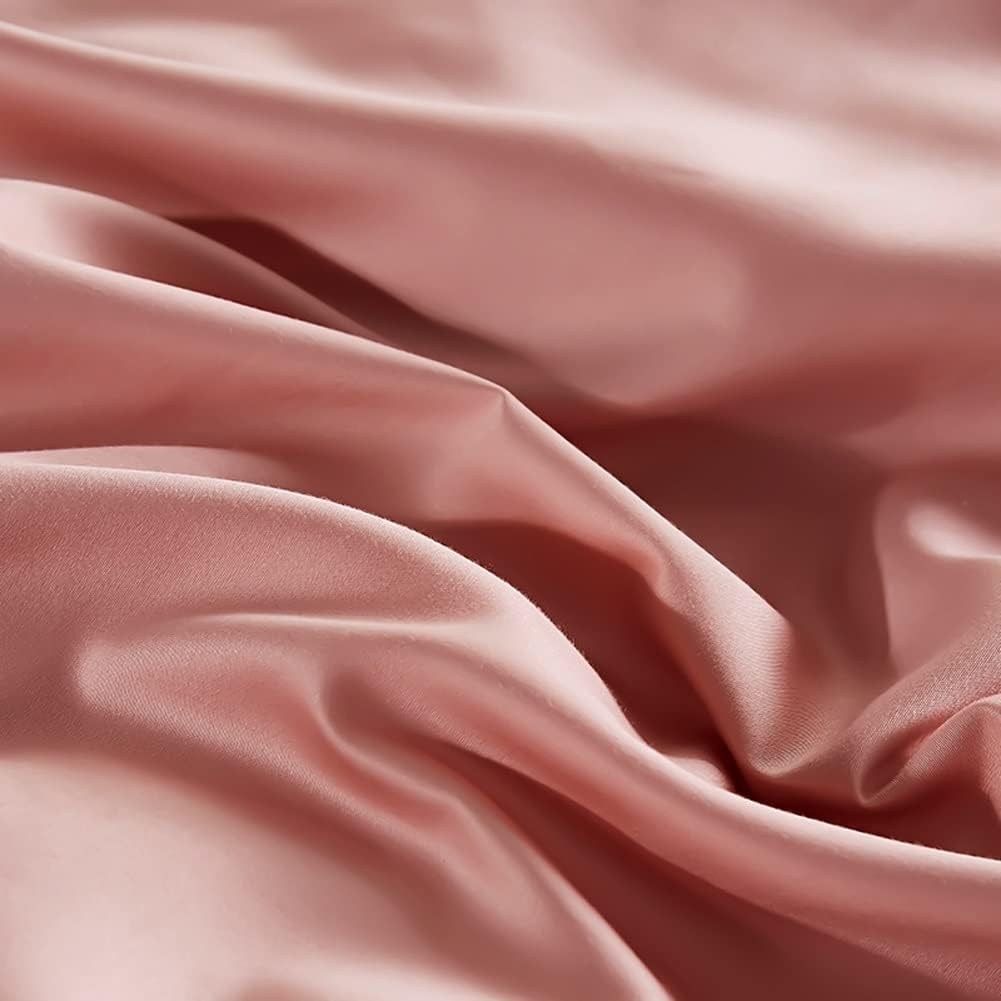 King Bedding Duvet Cover Set Full/Double Luxury Cotton Satin Bedding Set with Zipper Closure Solid 300 TC Long Staple Sateen with 1 Fitted Sheet and 2 Pillow Shams image number 2