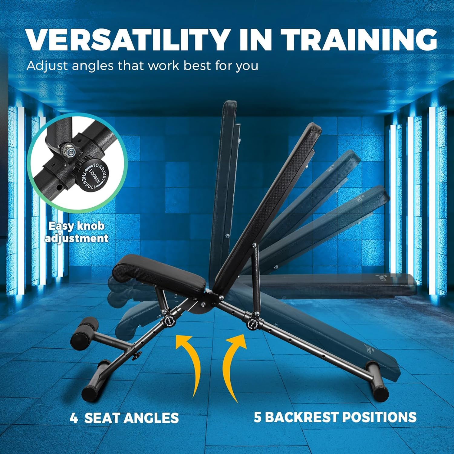 FINEX Foldable Weight Bench for Home Fitness, Adjustable FID Bench for Full Body Exerise image number 4