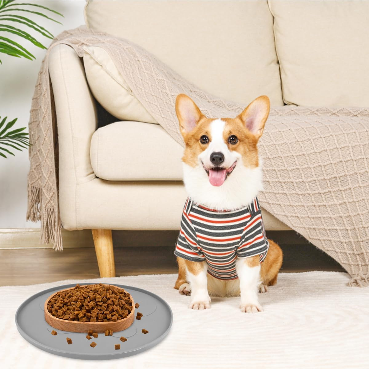 Pack of 2 Dog Bowl Mat, 27.5 Cm Mat, Cat Bowl, Non-Slip Silicone Mat, Dog Bowl, round Bowl Mat, Cat Feeding Mat, Silicone Bowl Mat for Medium and Small Pets image number 5