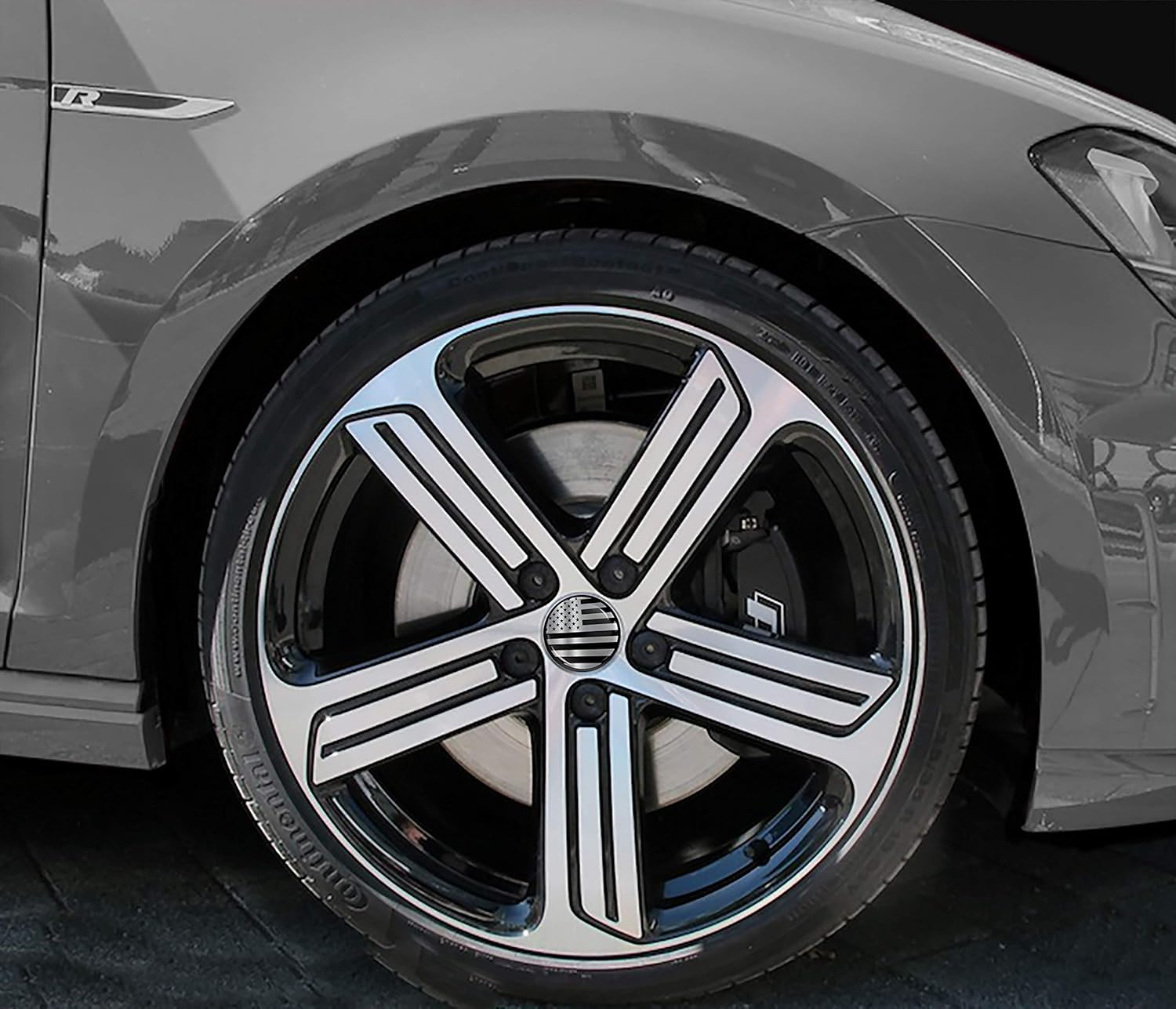 Biomar Labs&reg; 4 X Universal Wheel Centre Alloy Hub Center Caps Hubcaps Compatible with VW Part Number: 3B7601171 USA United States of America American Star National Silver Flag 65Mm CV 16 image number 3